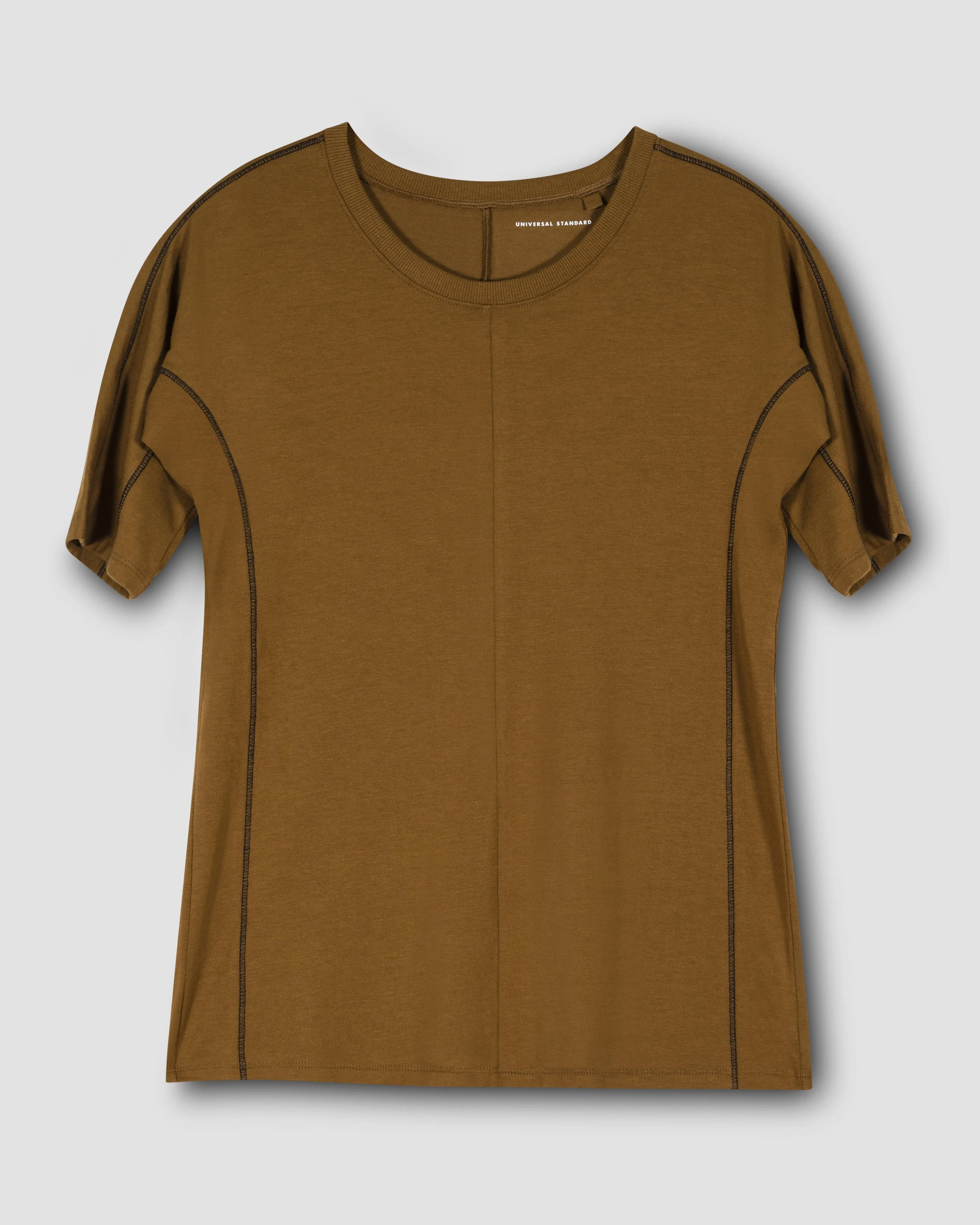 Venencia Short Sleeve Contrast Stitch Top - Caramel sold by Universal Standard product image thumbnail 2