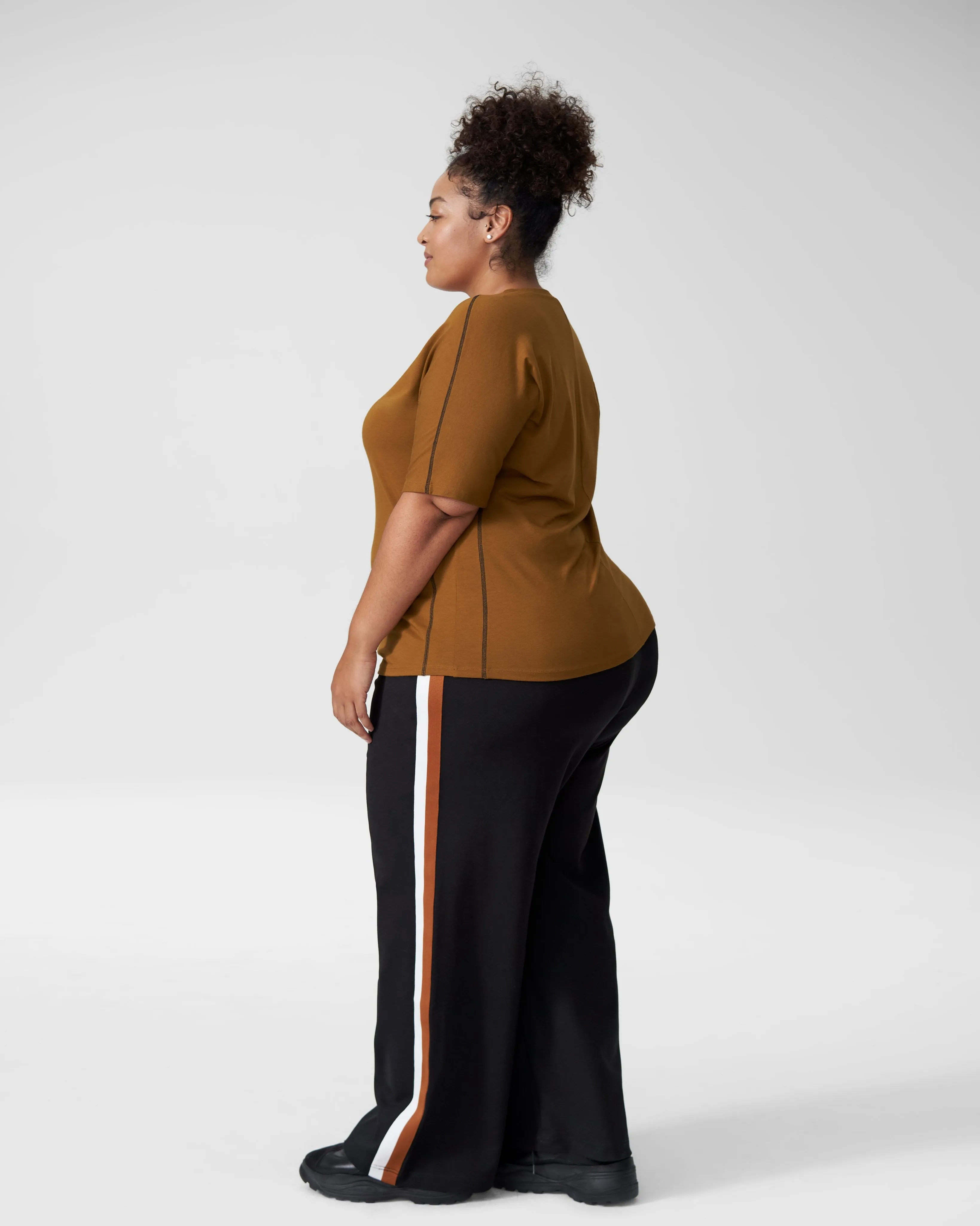 Venencia Short Sleeve Contrast Stitch Top - Caramel sold by Universal Standard product image thumbnail 4