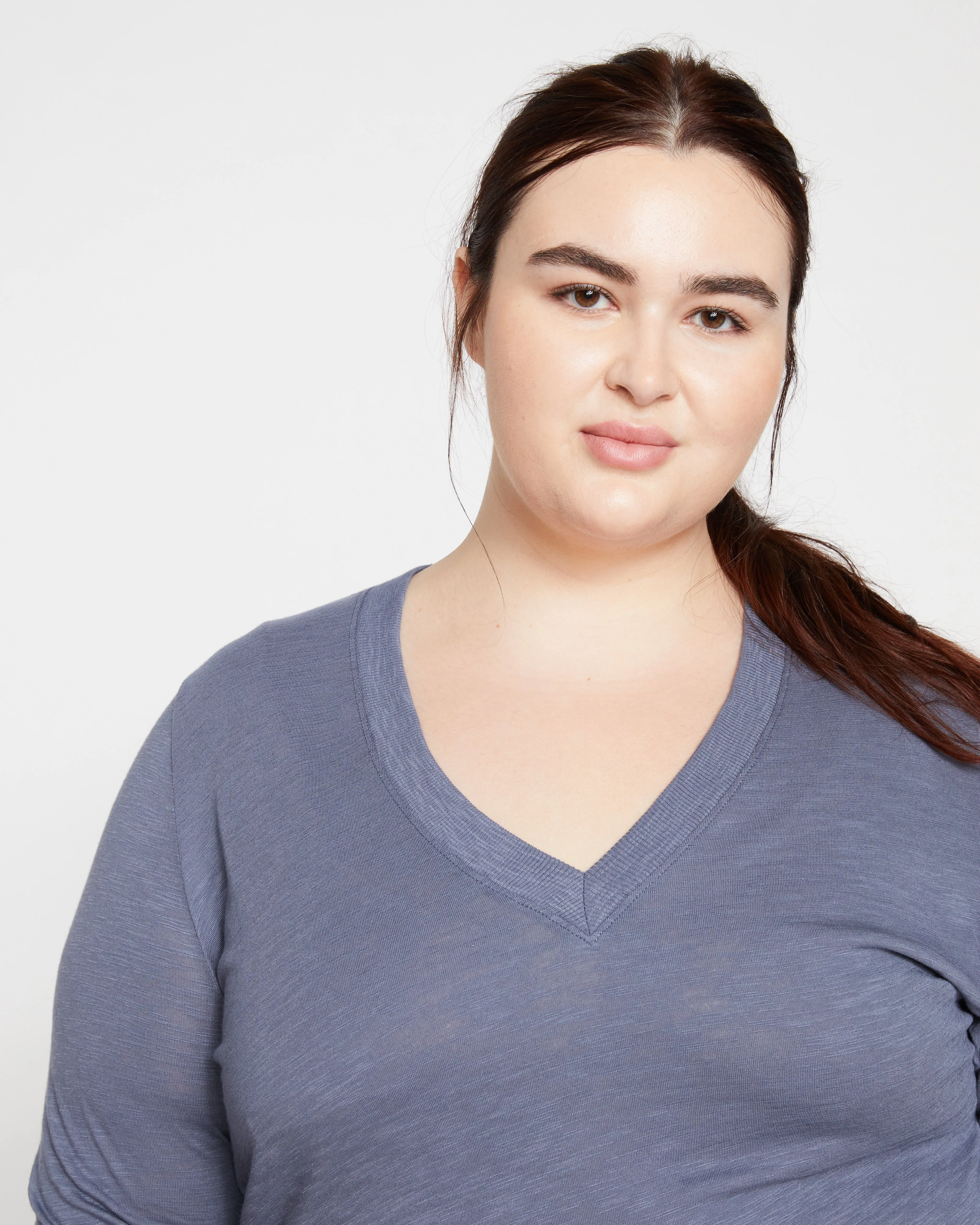 Phoenix Light-As-Air V Neck Tee - Steel Blue sold by Universal Standard product image thumbnail 2