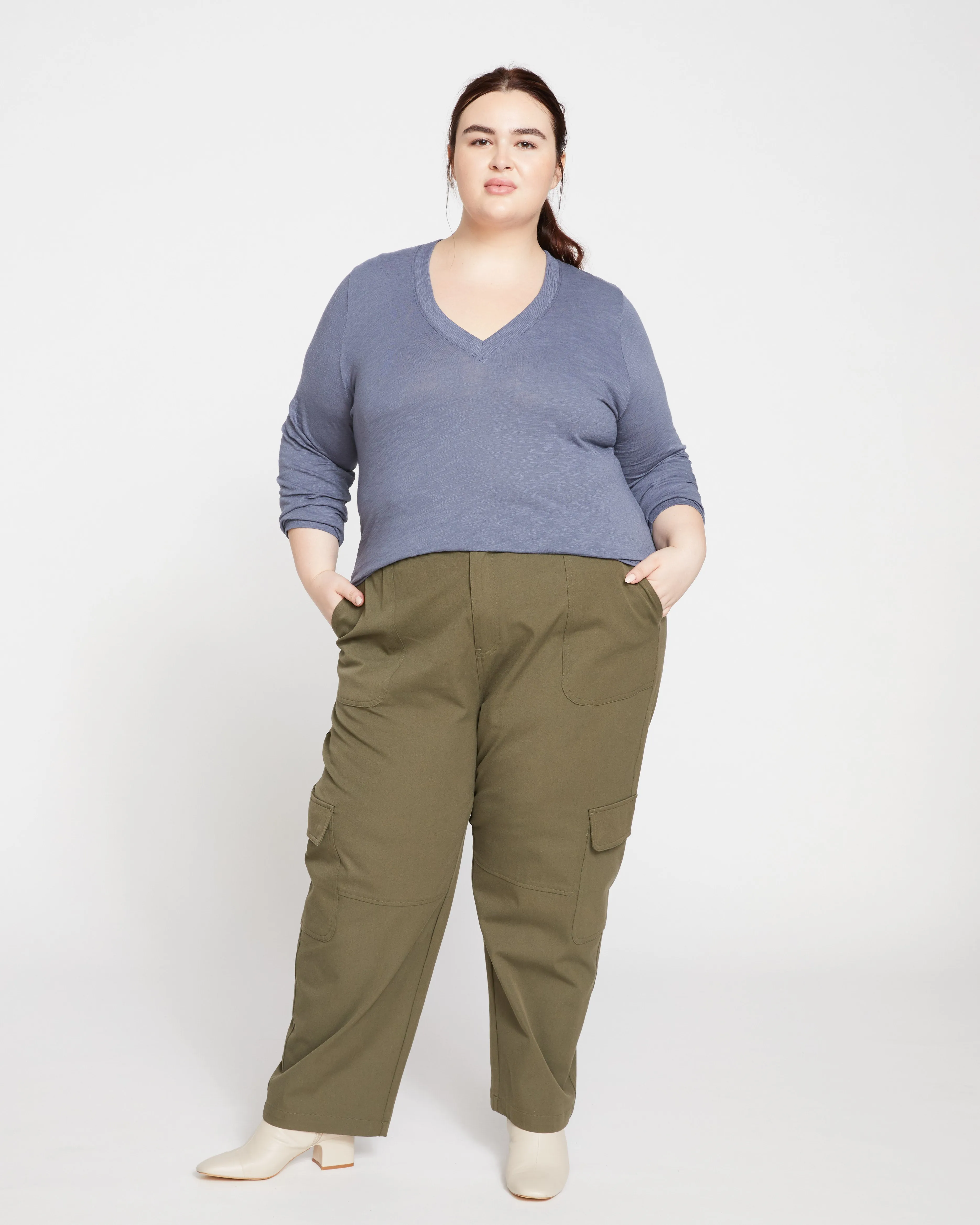 Phoenix Light-As-Air V Neck Tee - Steel Blue sold by Universal Standard