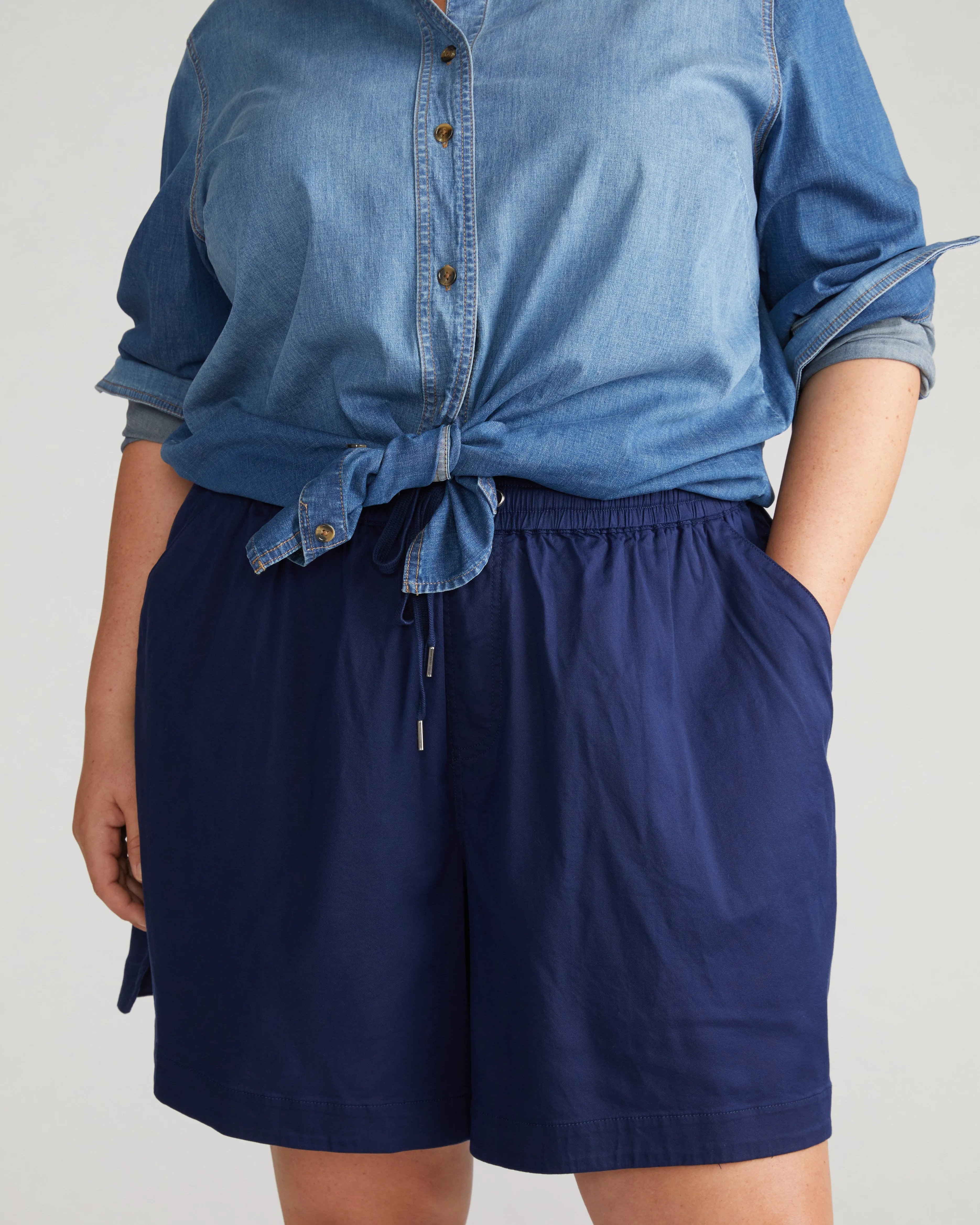 Perfect Tencel Chambray Shorts - Cerulean sold by Universal Standard