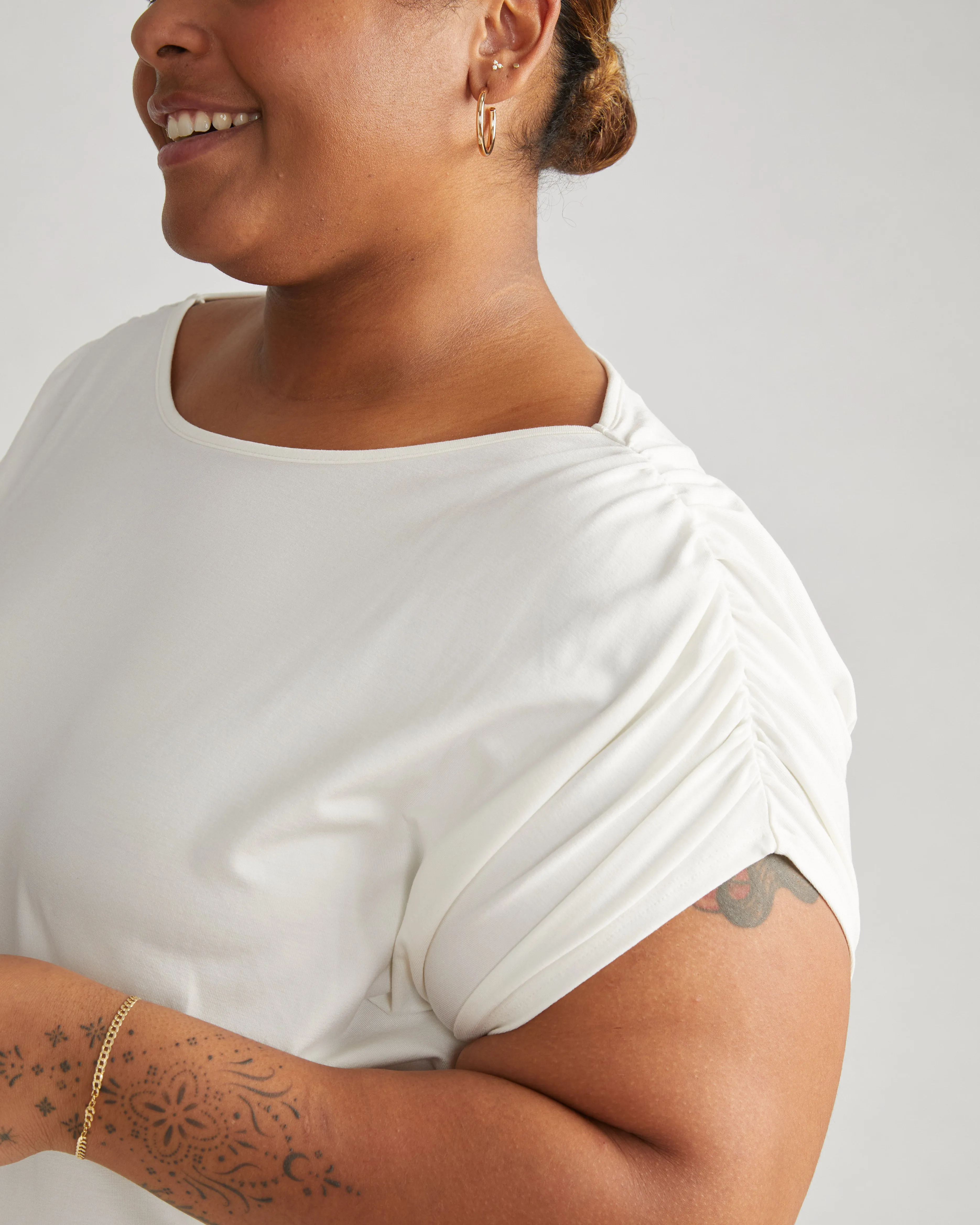 Helena Divine Jersey Gathered Tee - White sold by Universal Standard product image thumbnail 3