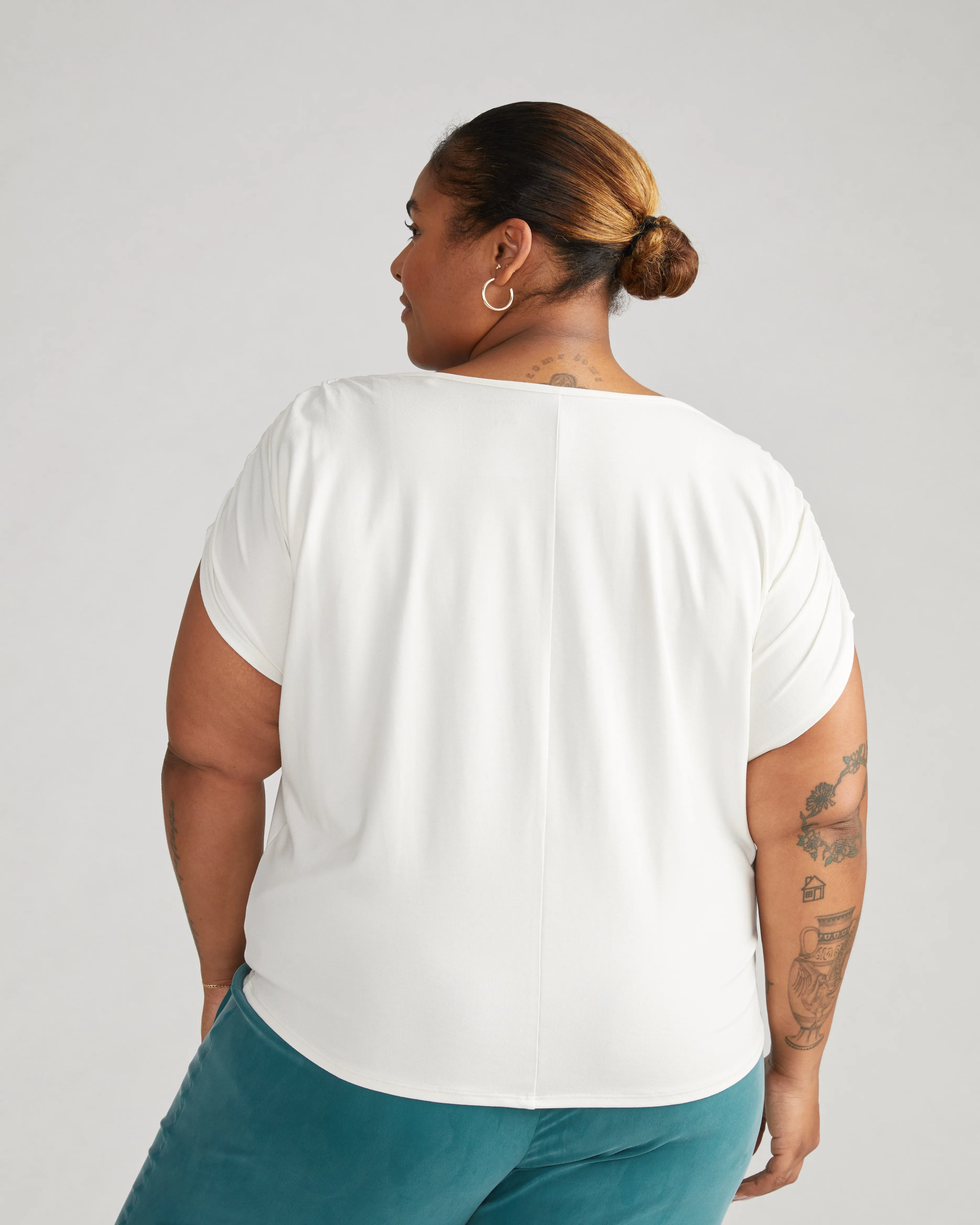 Helena Divine Jersey Gathered Tee - White sold by Universal Standard product image thumbnail 2