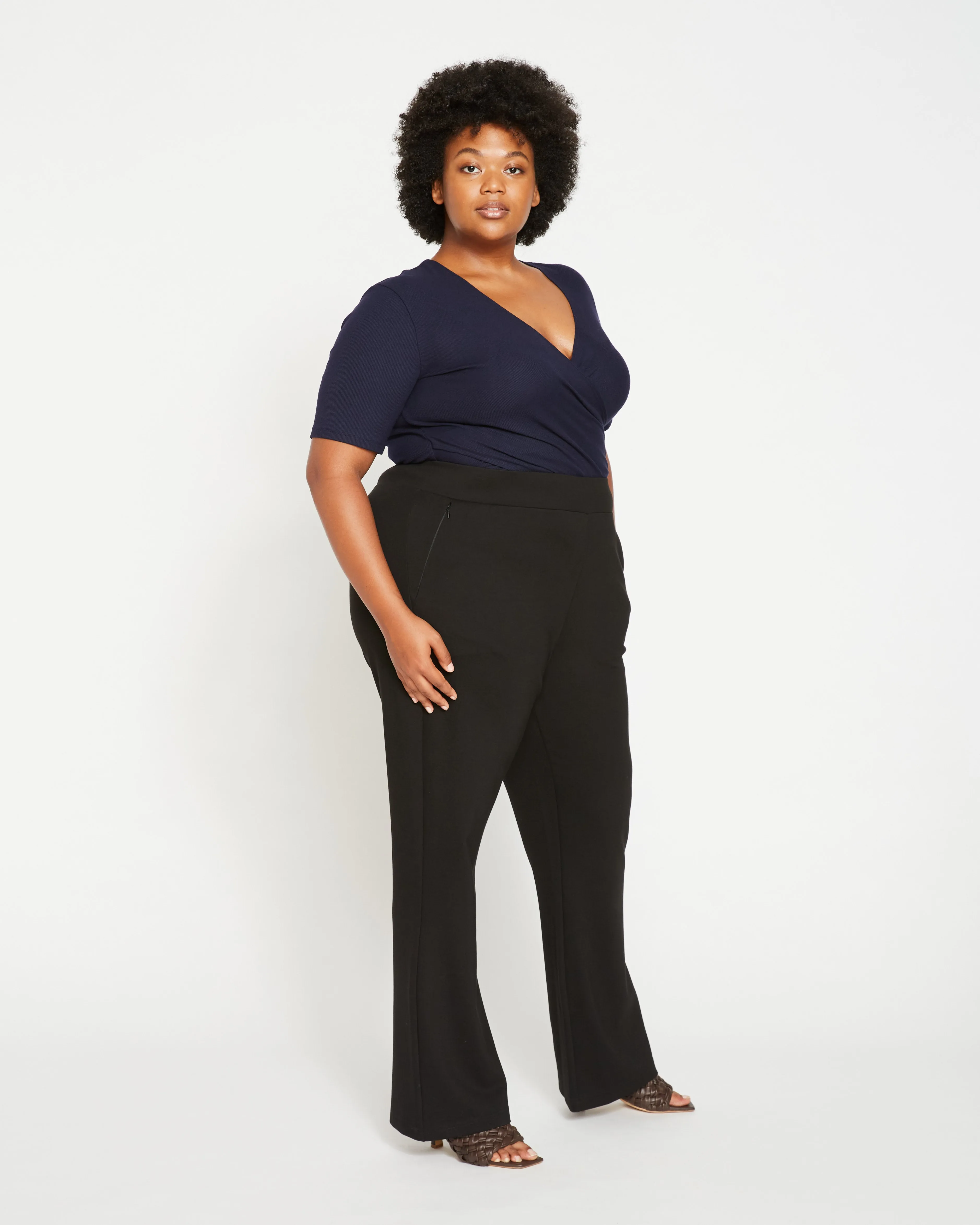 Pull On Bootcut Ponte Pants - Black sold by Universal Standard