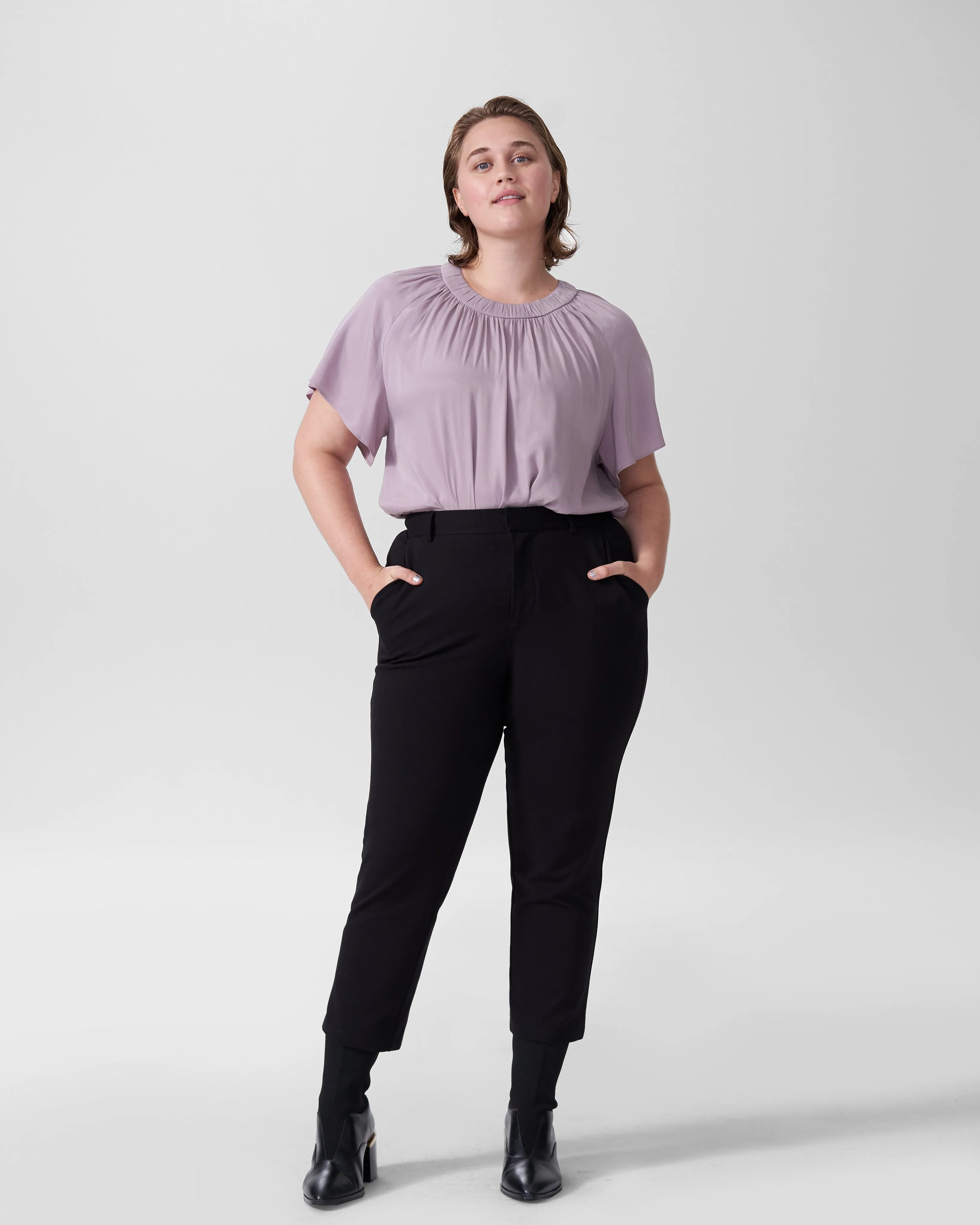 Alex Short Sleeve Shirred Top - Orchid sold by Universal Standard
