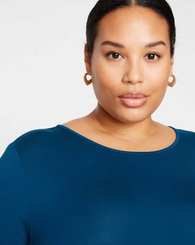 Lily Liquid Jersey Crew Neck Stovepipe Tee - Marine sold by Universal Standard