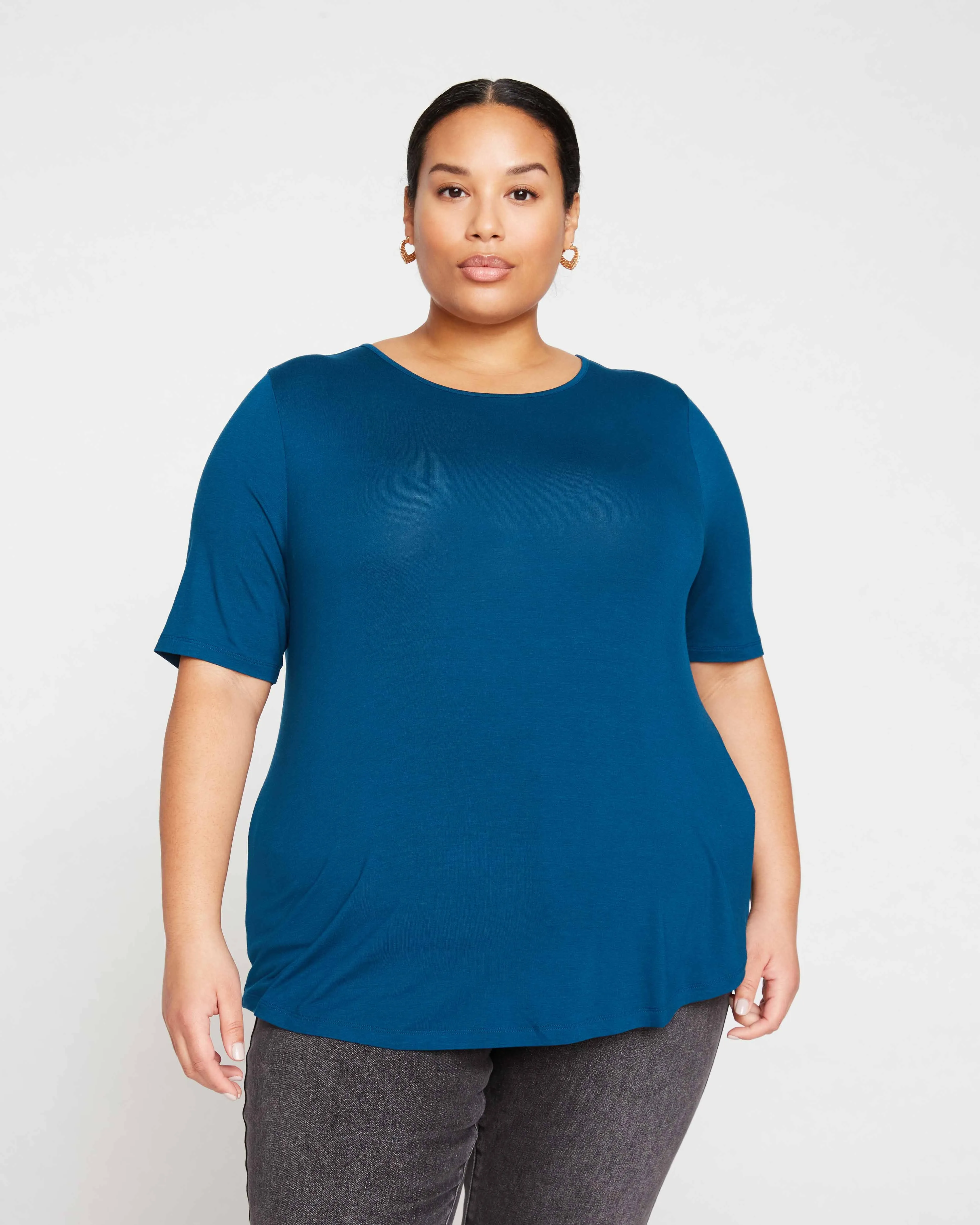 Lily Liquid Jersey Crew Neck Stovepipe Tee - Marine sold by Universal Standard product image thumbnail 3