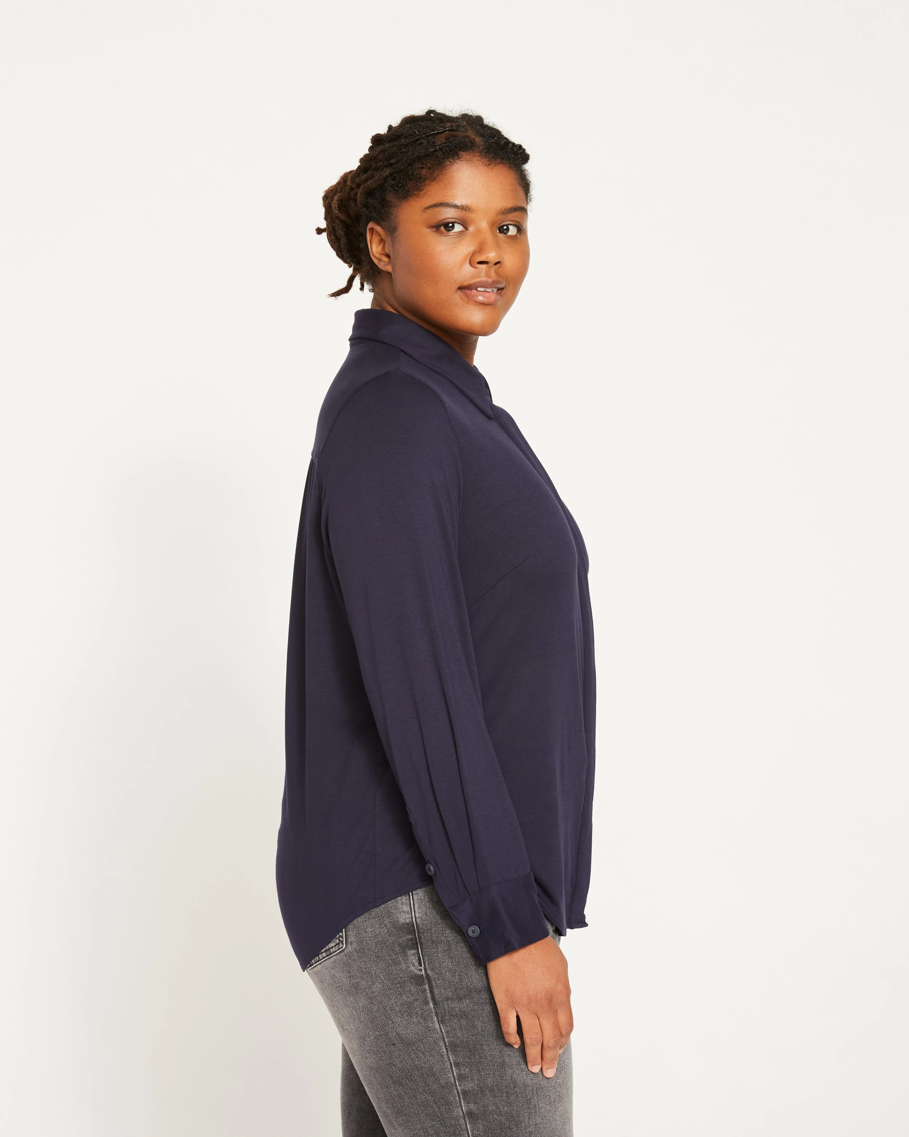 Elbe Liquid Jersey Shirt Classic Fit - Midnight sold by Universal Standard product image thumbnail 3