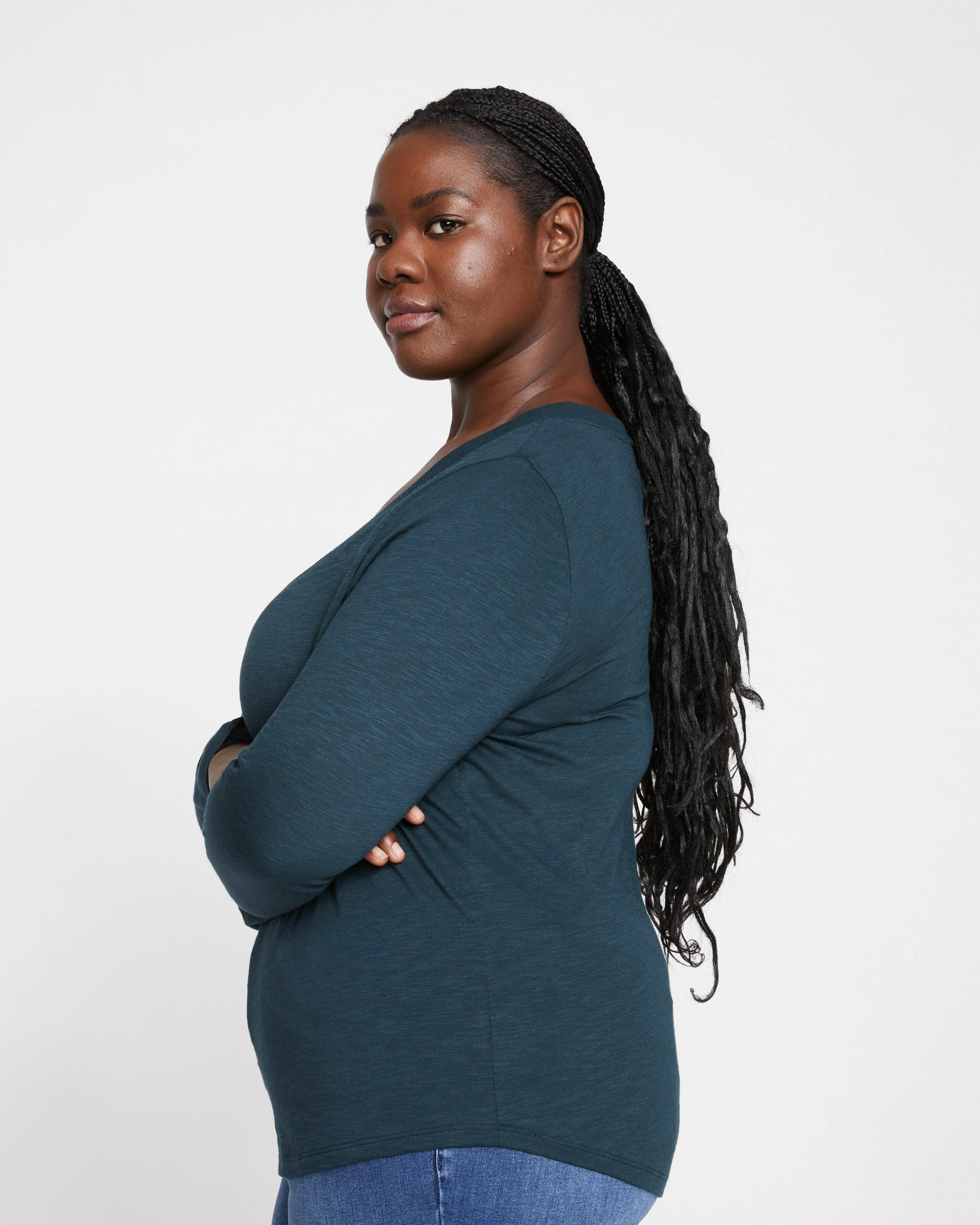 Phoenix Light-As-Air V Neck Tee - Deep Sea sold by Universal Standard product image thumbnail 4