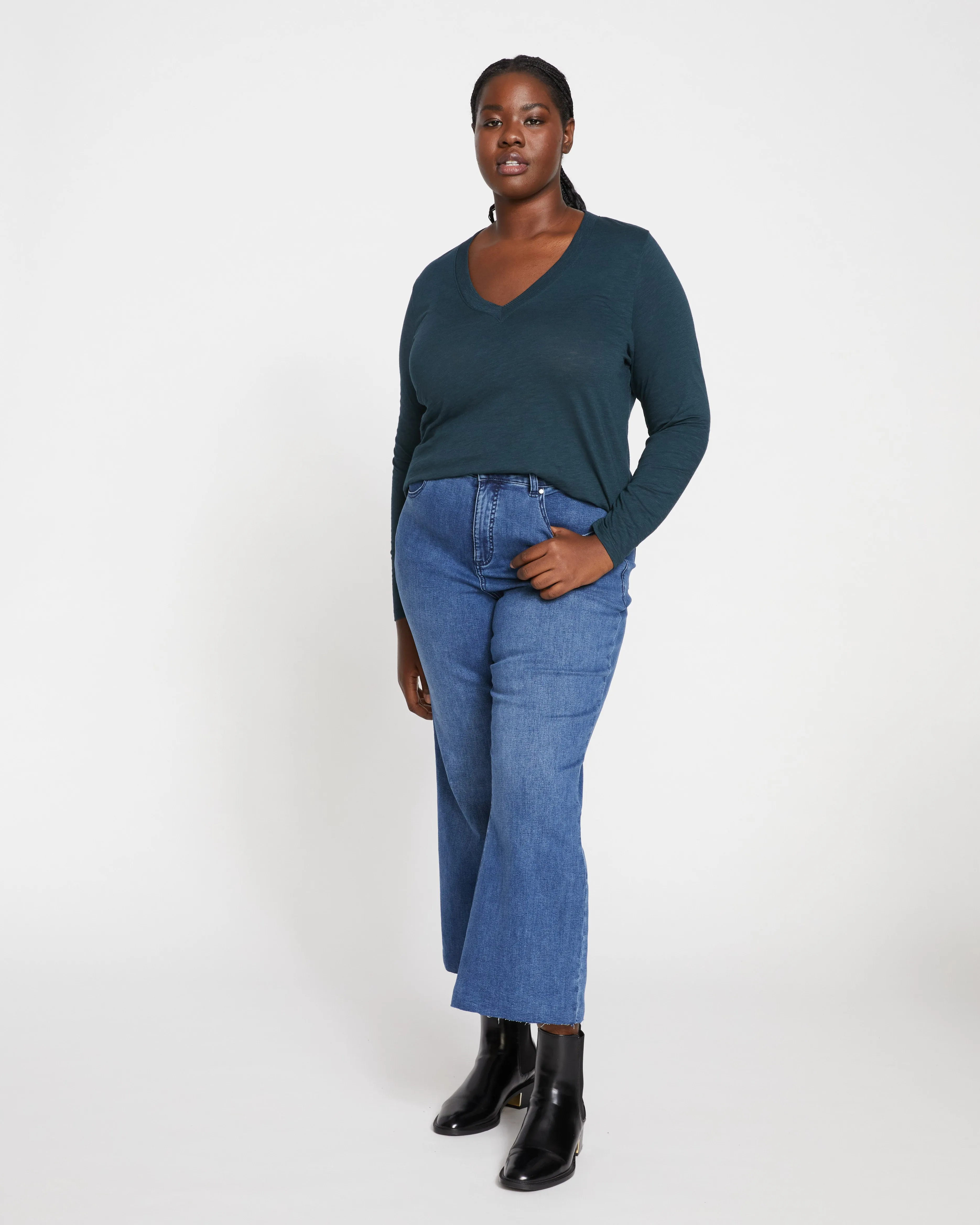 Phoenix Light-As-Air V Neck Tee - Deep Sea sold by Universal Standard product image thumbnail 2