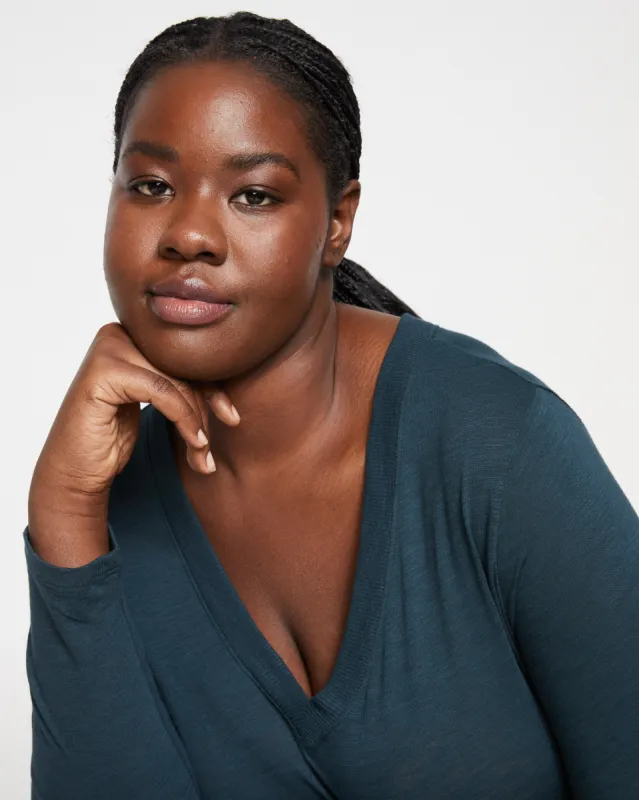 Phoenix Light-As-Air V Neck Tee - Deep Sea sold by Universal Standard