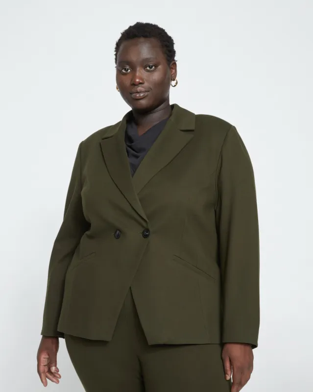 Bianca Double Breasted Ponte Blazer - Evening Forest sold by Universal Standard