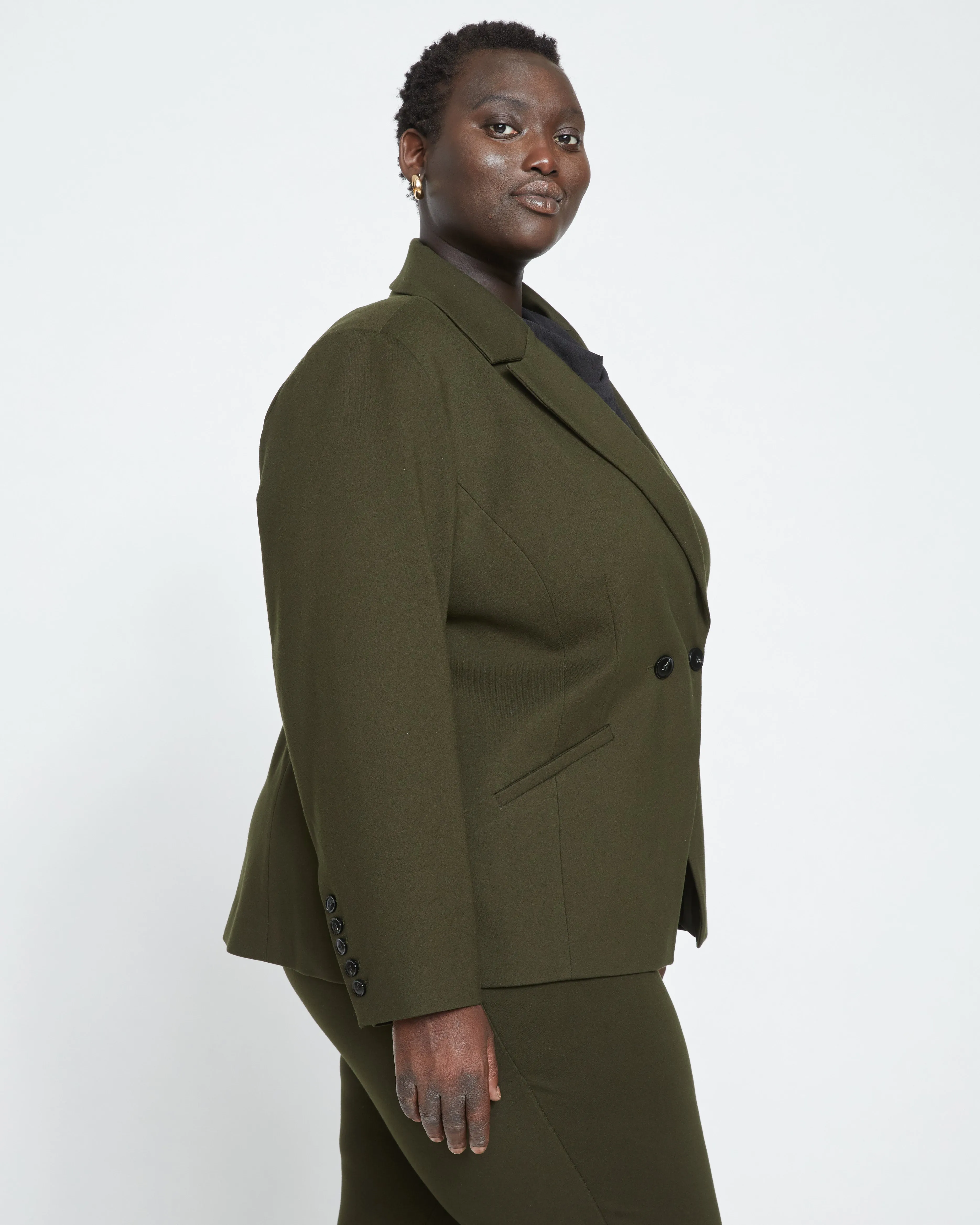 Bianca Double Breasted Ponte Blazer - Evening Forest sold by Universal Standard product image thumbnail 3