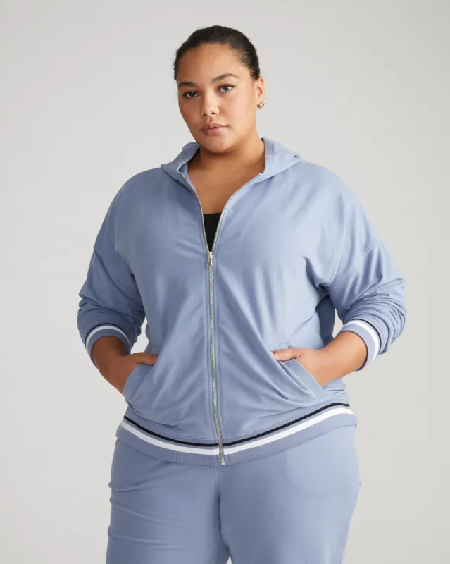 Peachy Terry Full Zip Hoodie - Pressed Pansy sold by Universal Standard