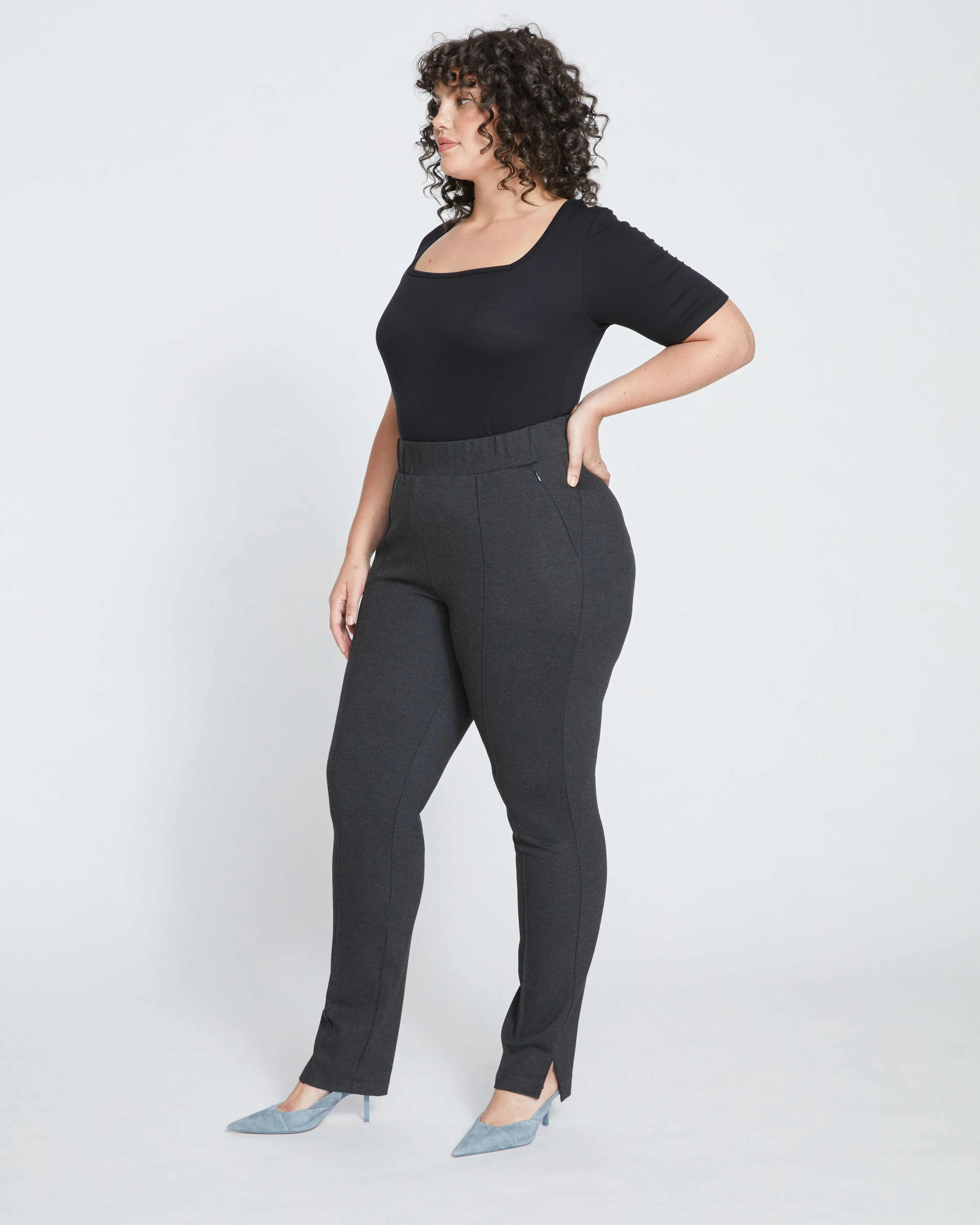 Skinny Pintuck Ponte Pants 32 Inch - Charcoal sold by Universal Standard product image thumbnail 3