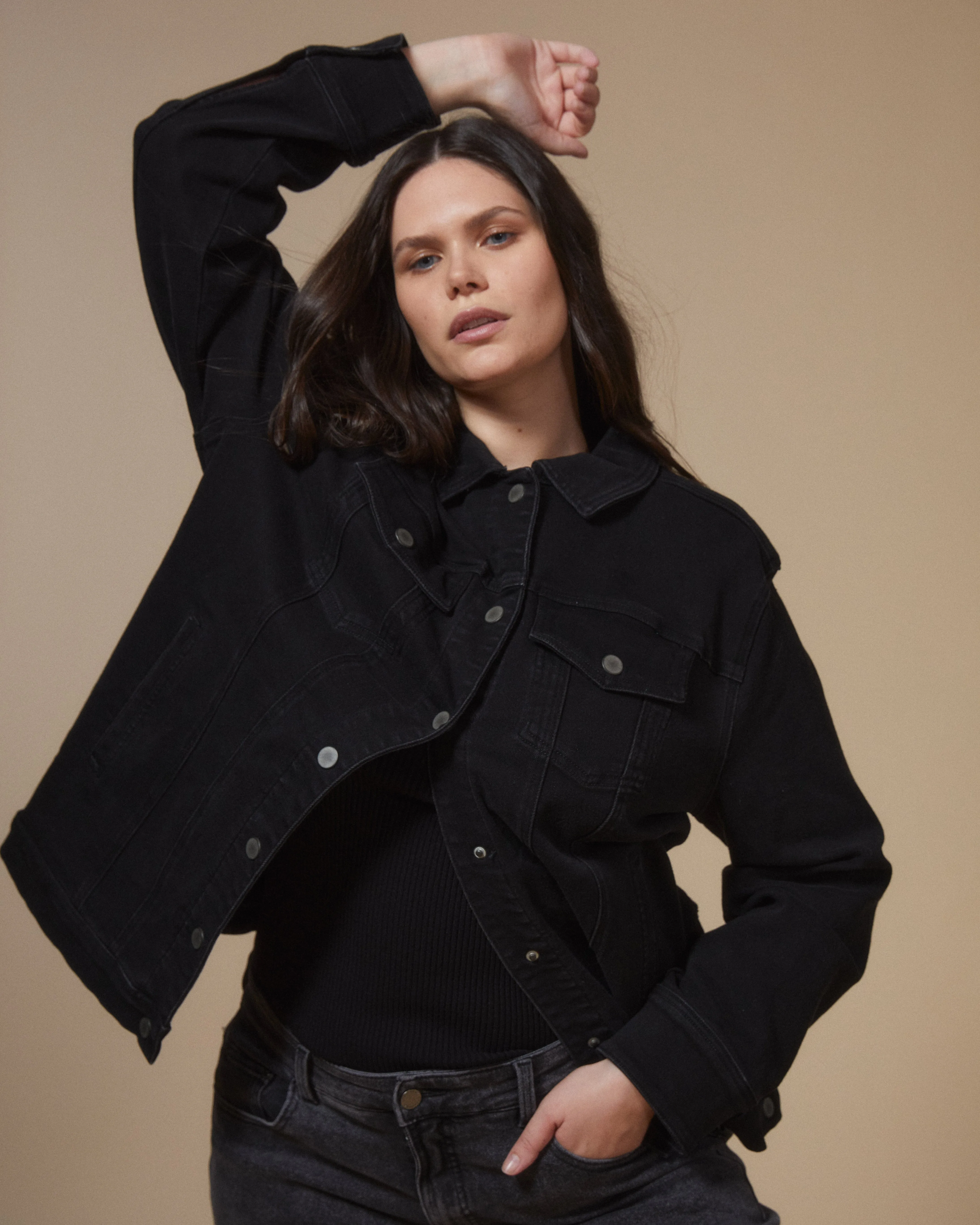 Denim Chore Jacket - Broken Black sold by Universal Standard