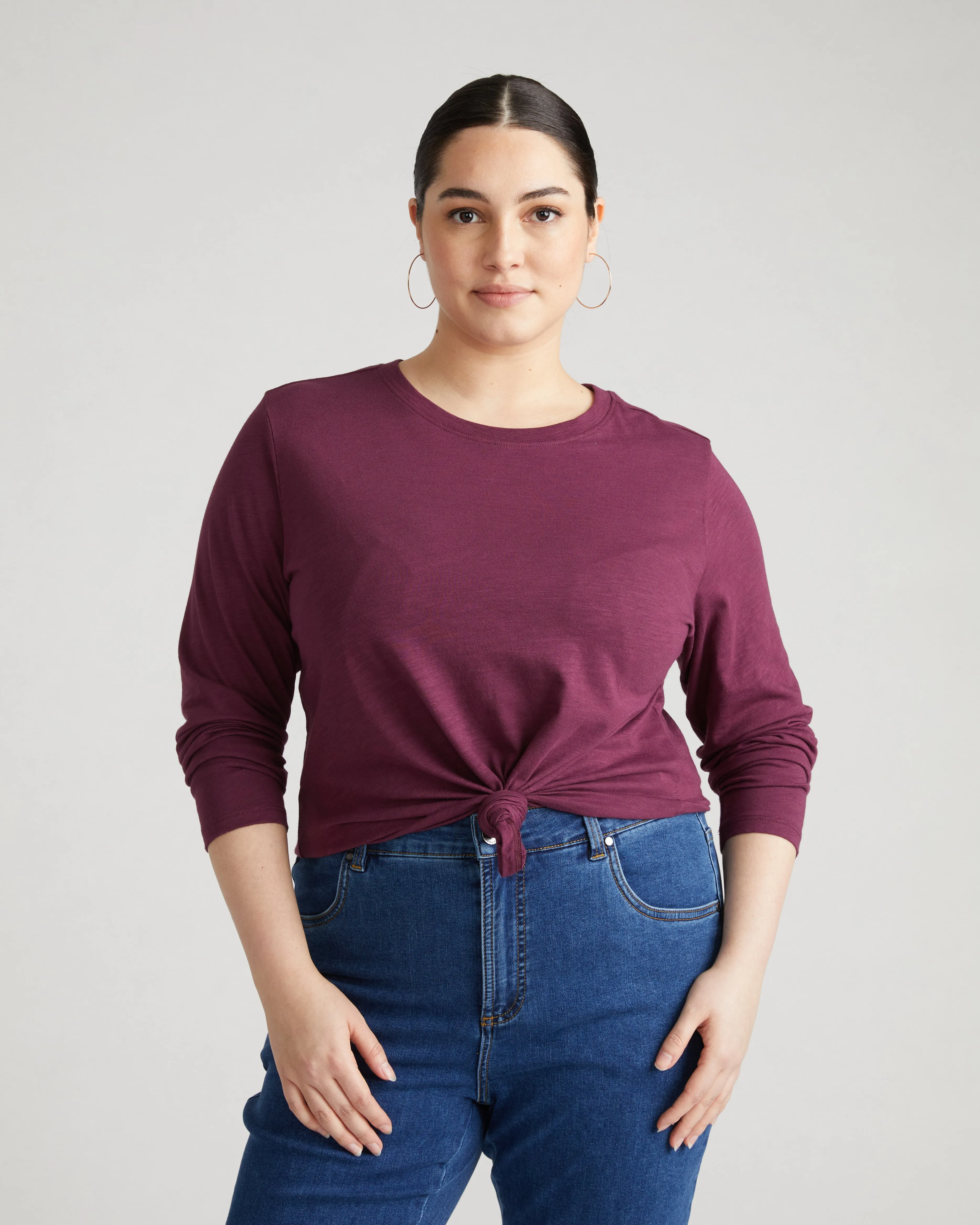 Light-As-Air Long Sleeve Crew Neck Tee - Jam sold by Universal Standard