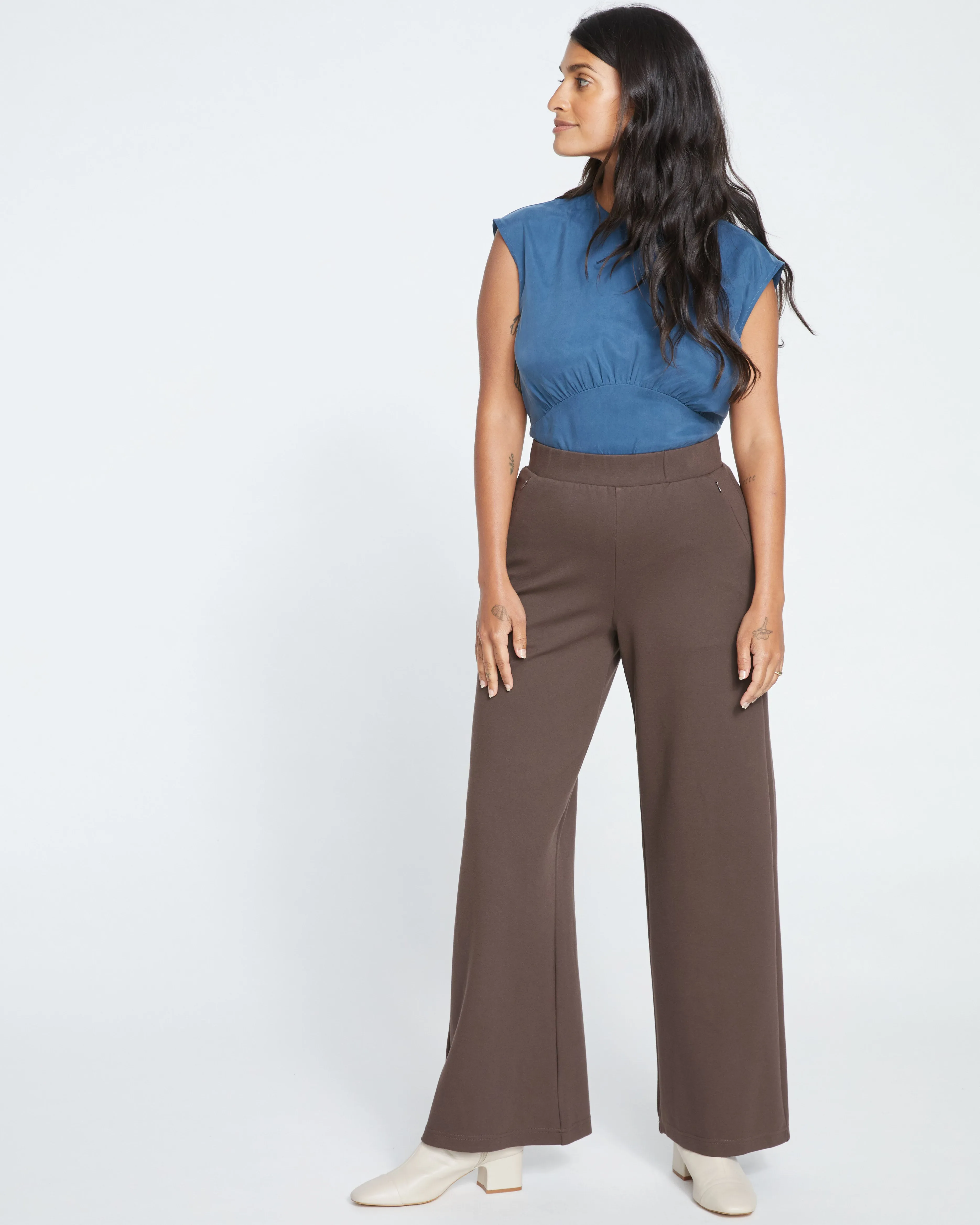 Stephanie Wide Leg Ponte Pants - Earth sold by Universal Standard
