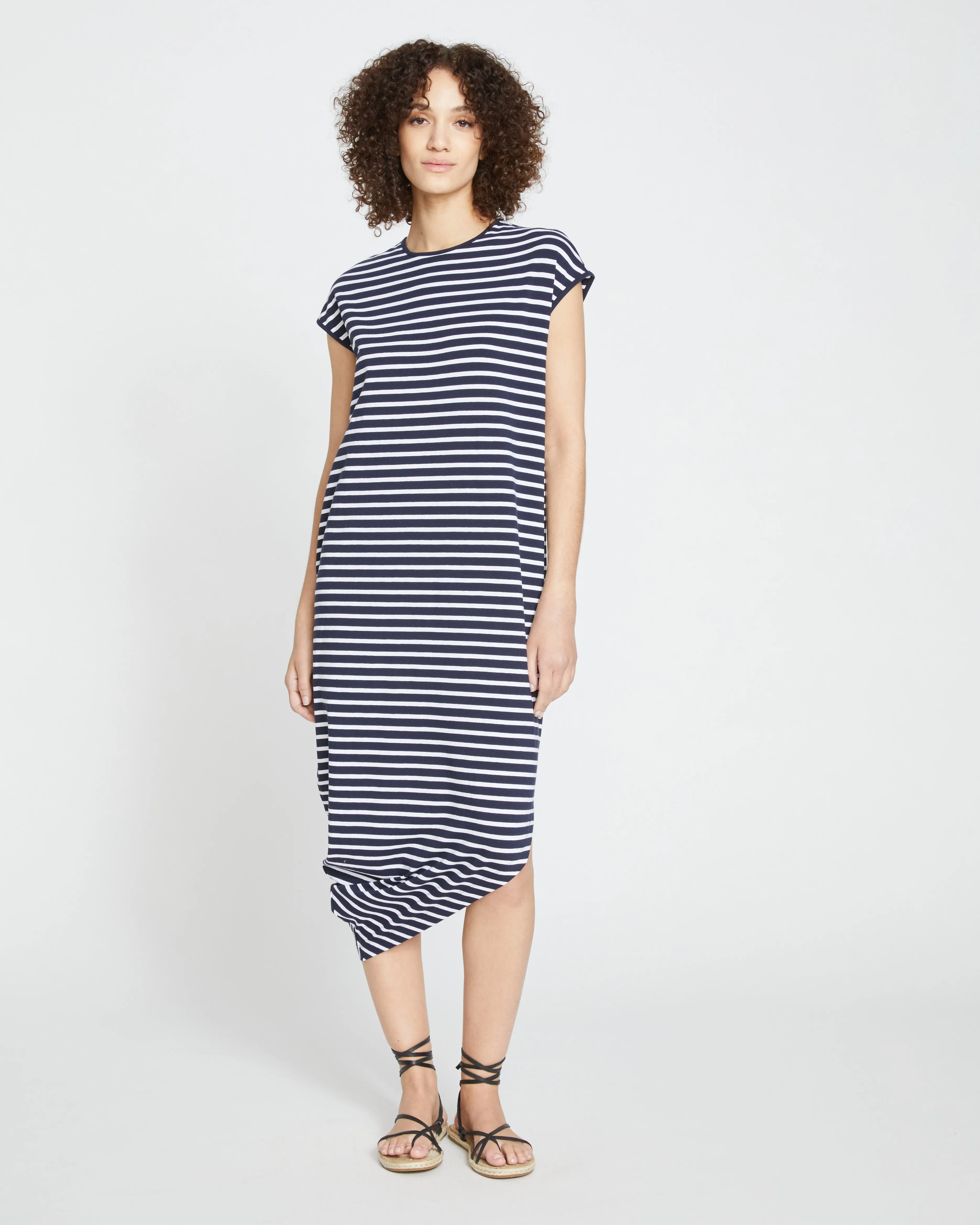Iconic Geneva Dress - Midnight/White Stripe sold by Universal Standard