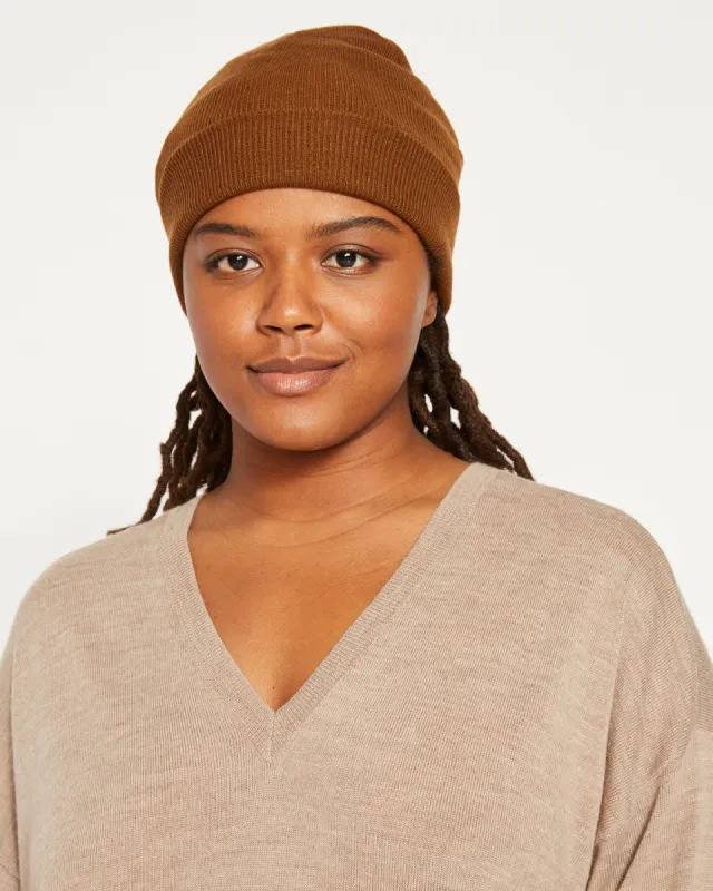 Cuffed Brim Beanie - Brown sold by Universal Standard
