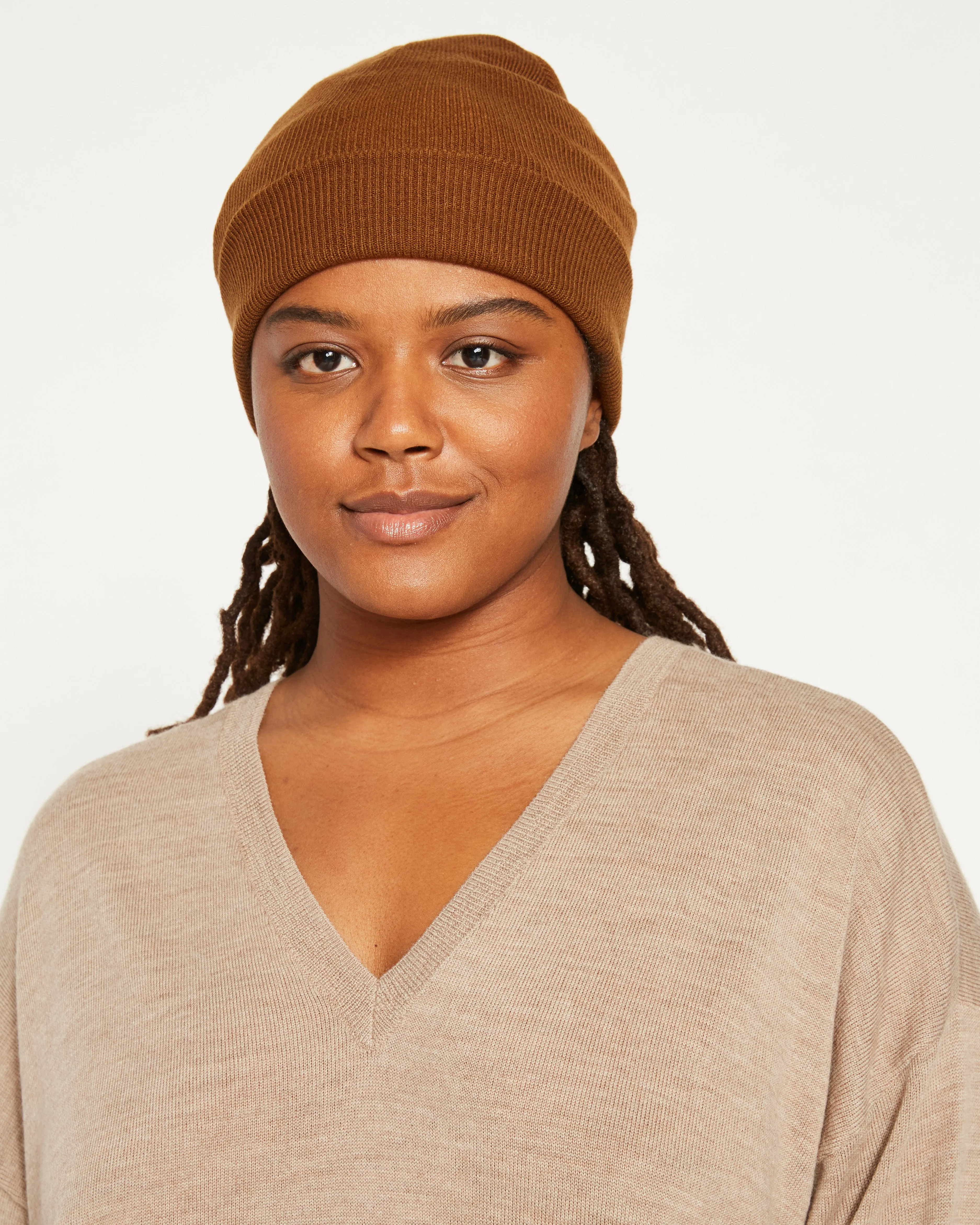 Cuffed Brim Beanie - Brown sold by Universal Standard
