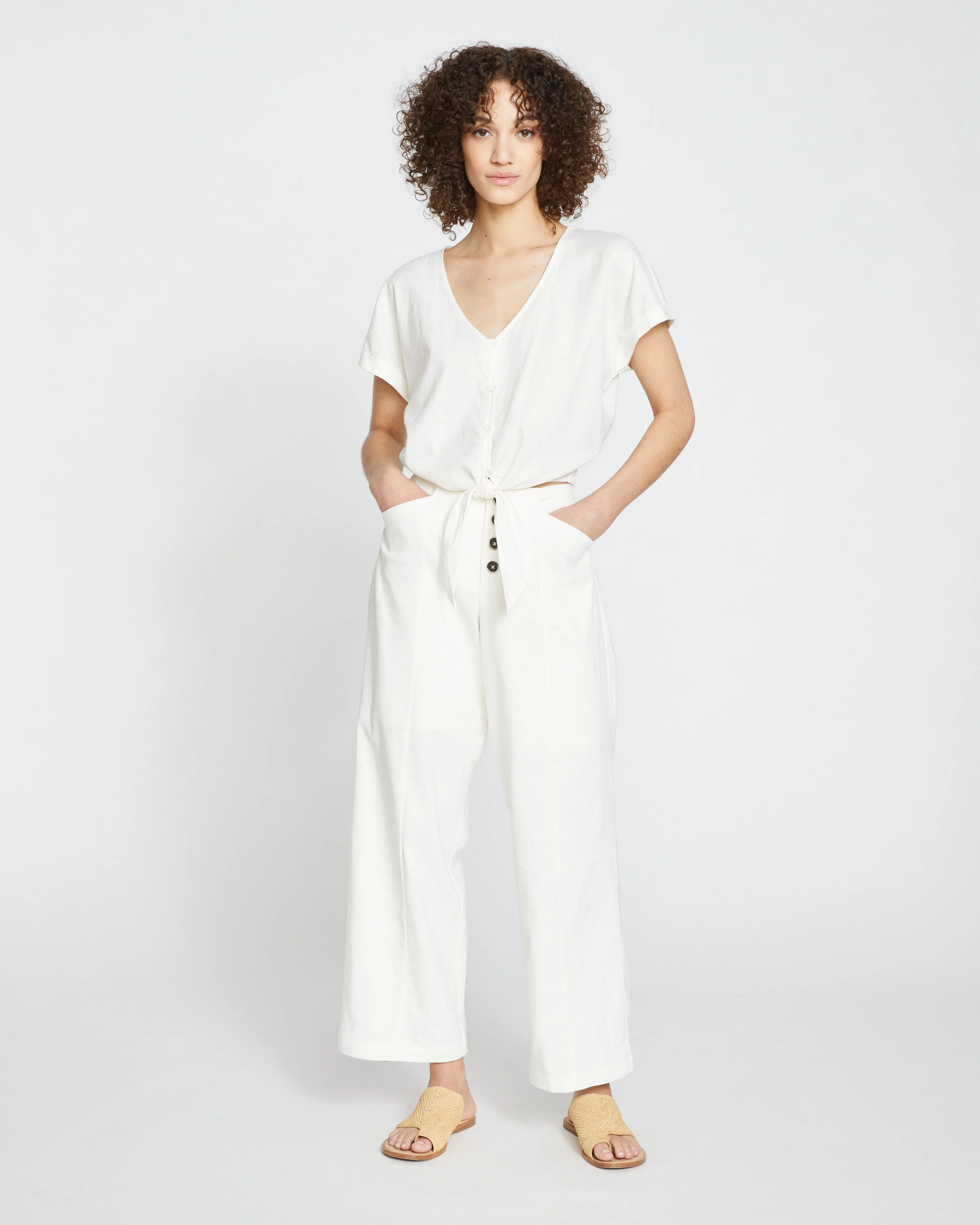 Tropez Tied Linen Crop Top - White sold by Universal Standard product image thumbnail 2