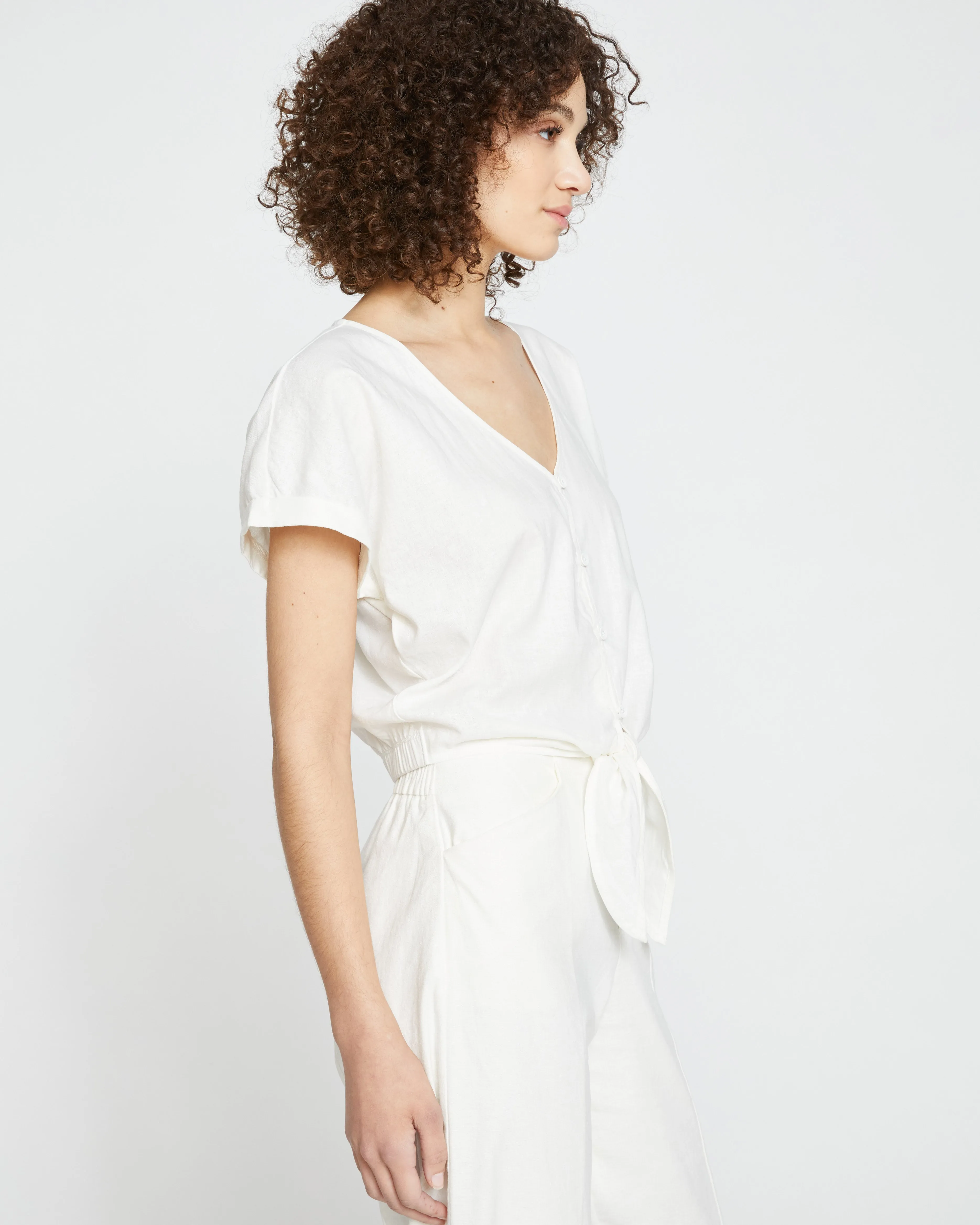 Tropez Tied Linen Crop Top - White sold by Universal Standard product image thumbnail 4
