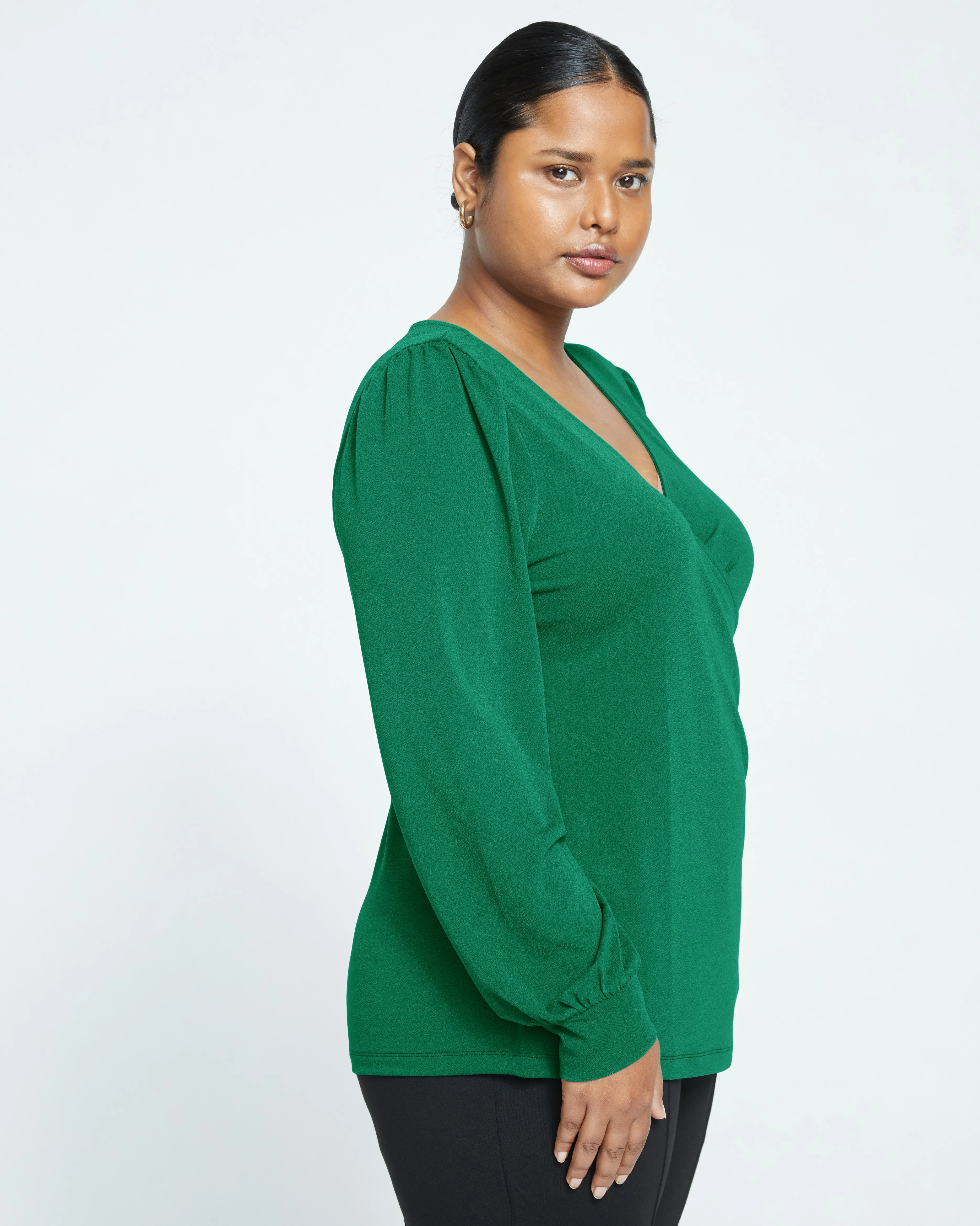 Crepe Jersey Gathered V-Neck Blouse - Jardin sold by Universal Standard product image thumbnail 3