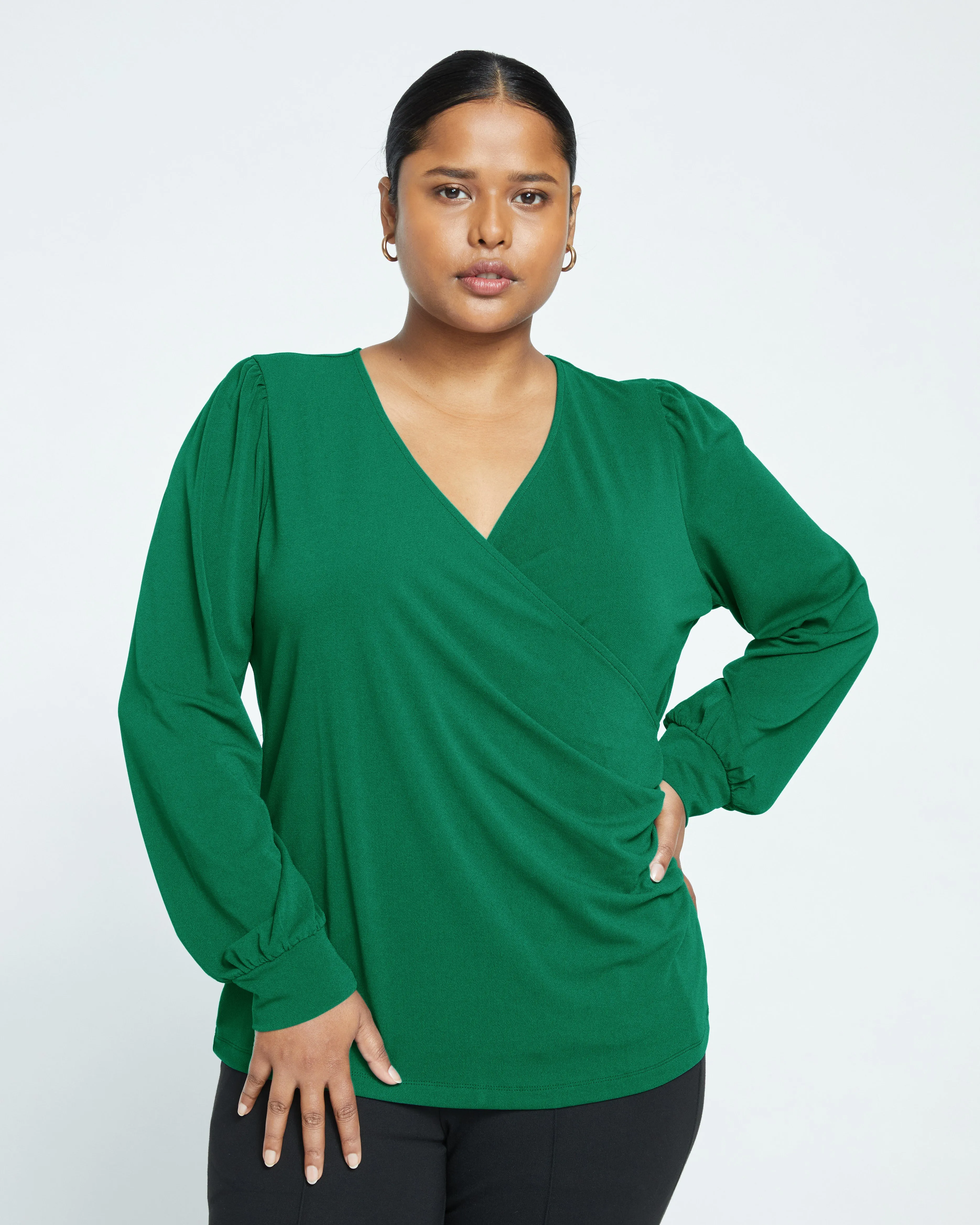 Crepe Jersey Gathered V-Neck Blouse - Jardin sold by Universal Standard product image thumbnail 2
