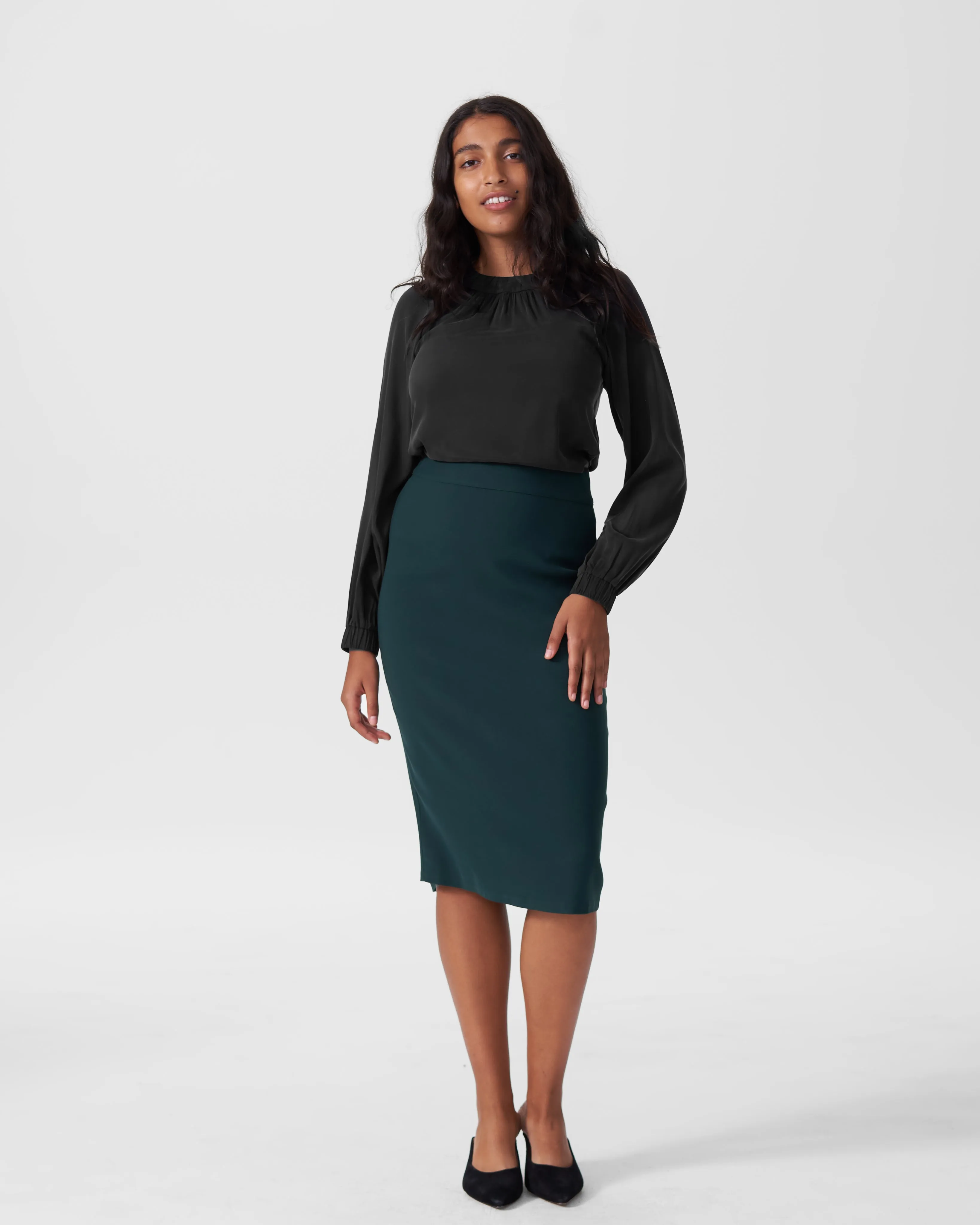 Patricia Long Sleeve Gathered Neck Blouse - Black sold by Universal Standard product image thumbnail 5