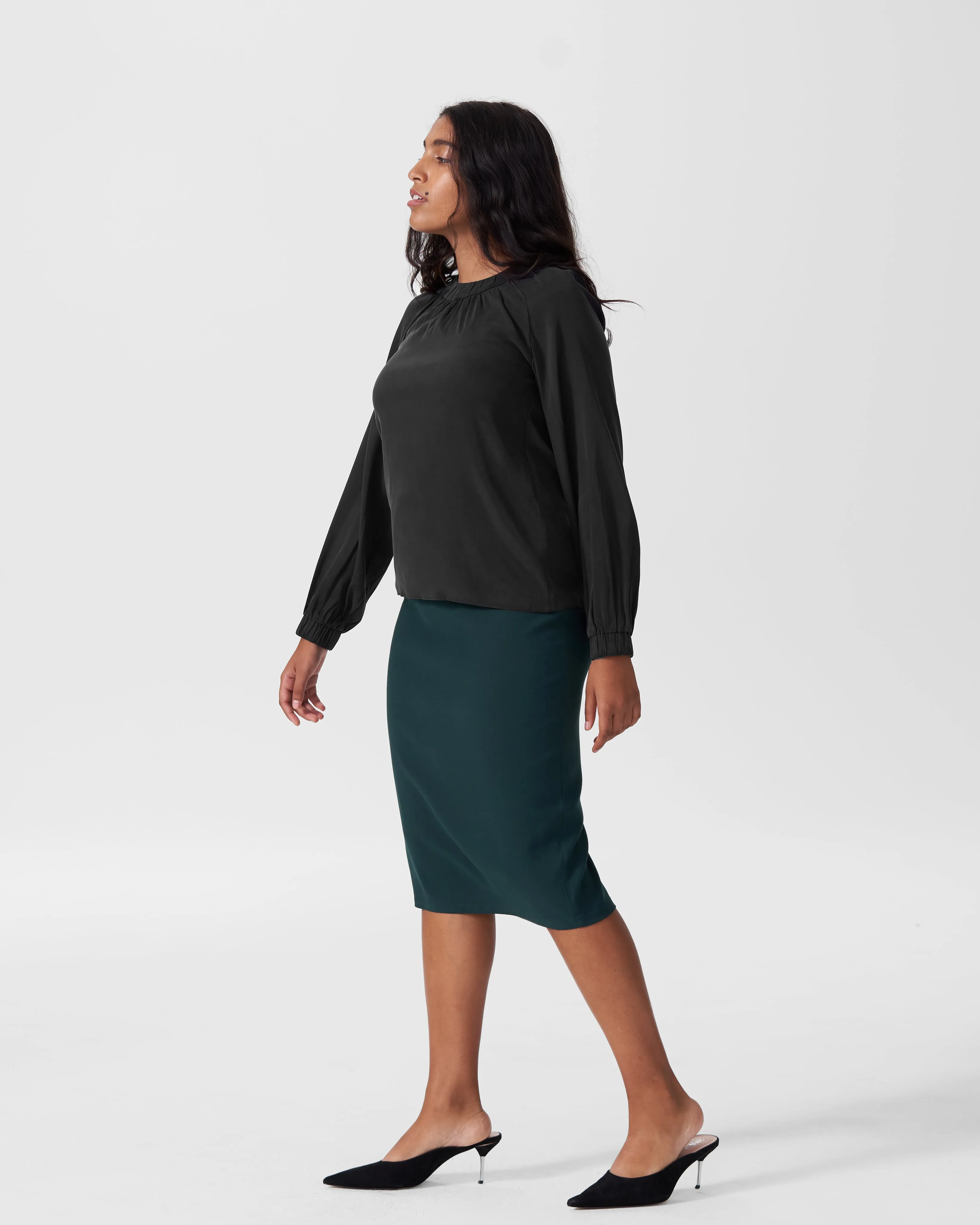 Patricia Long Sleeve Gathered Neck Blouse - Black sold by Universal Standard product image thumbnail 2