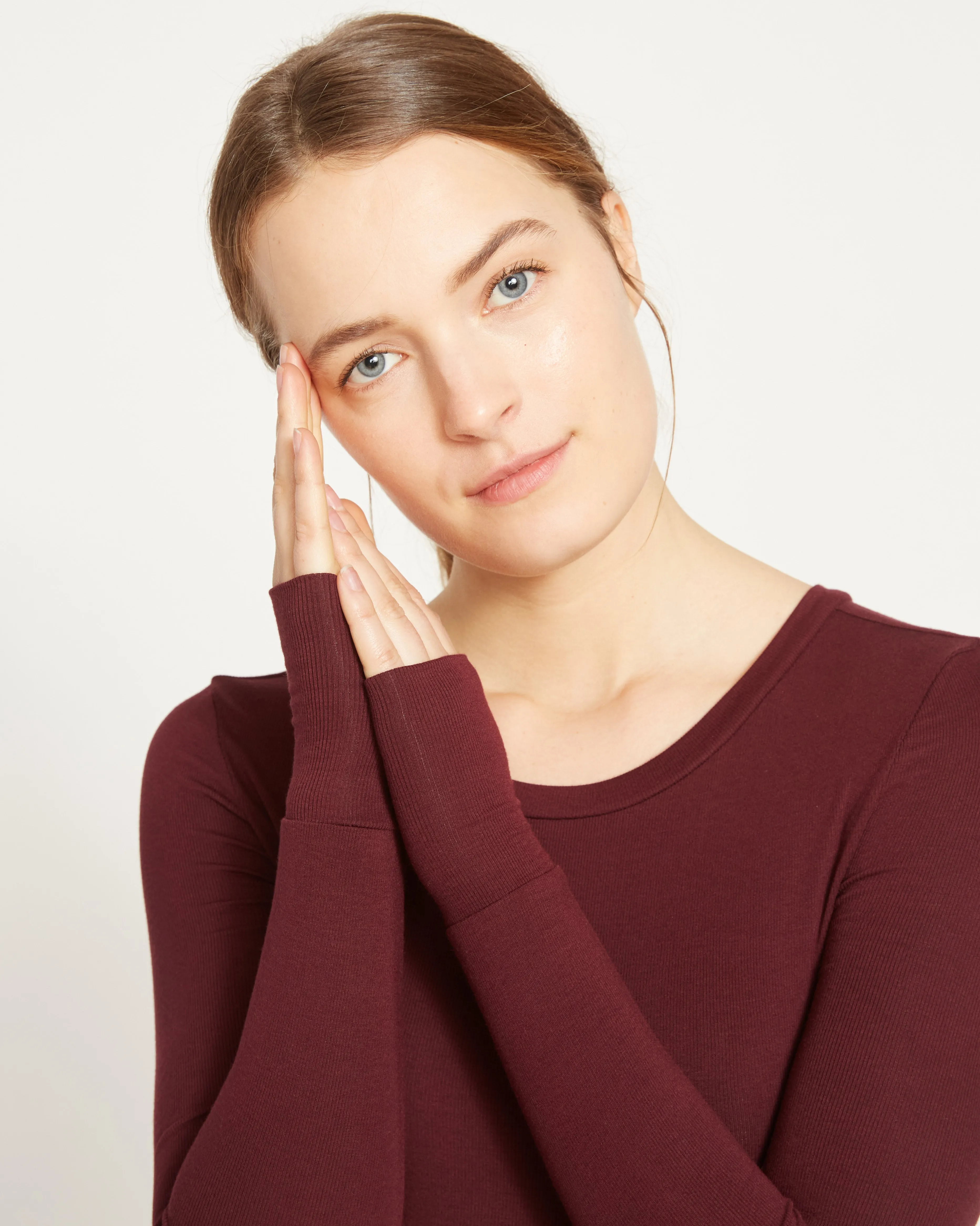 Foundation Long Sleeve Crew Neck Tee - Black Cherry sold by Universal Standard