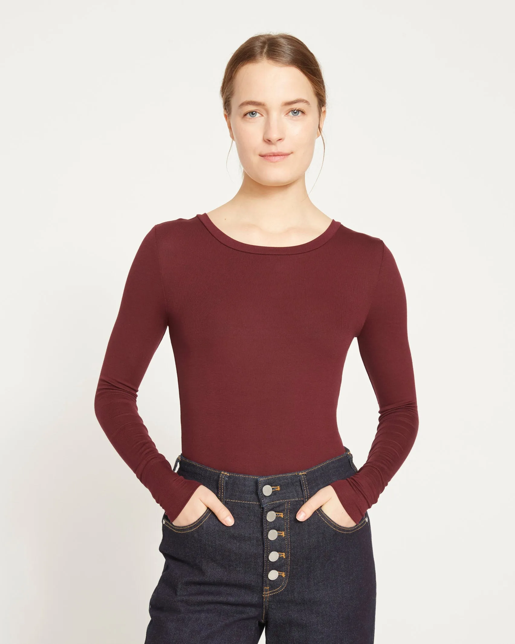 Foundation Long Sleeve Crew Neck Tee - Black Cherry sold by Universal Standard product image thumbnail 3