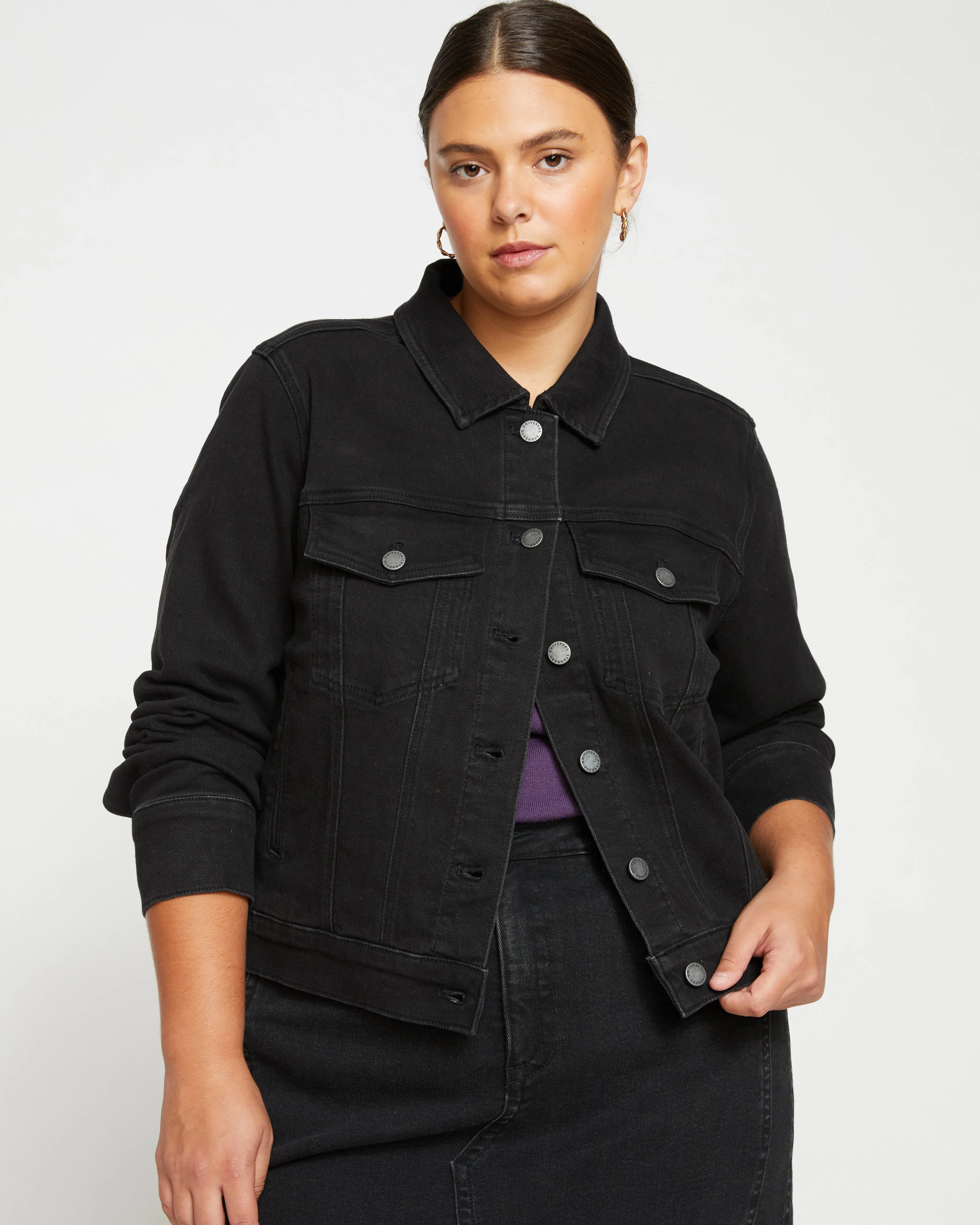 Kelsey Denim Jacket - Broken Black sold by Universal Standard