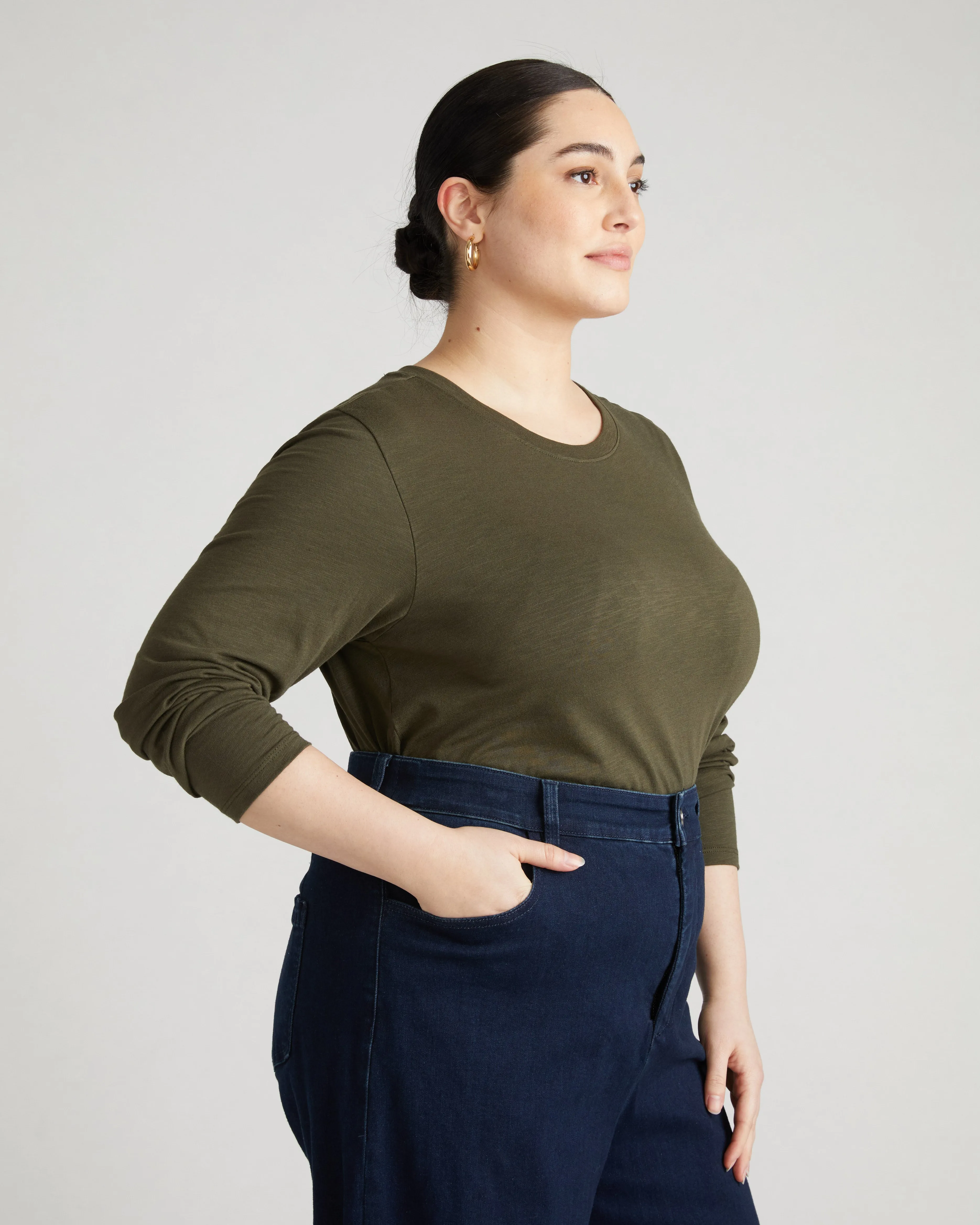 Light-As-Air Long Sleeve Crew Neck Tee - Nori sold by Universal Standard product image thumbnail 3