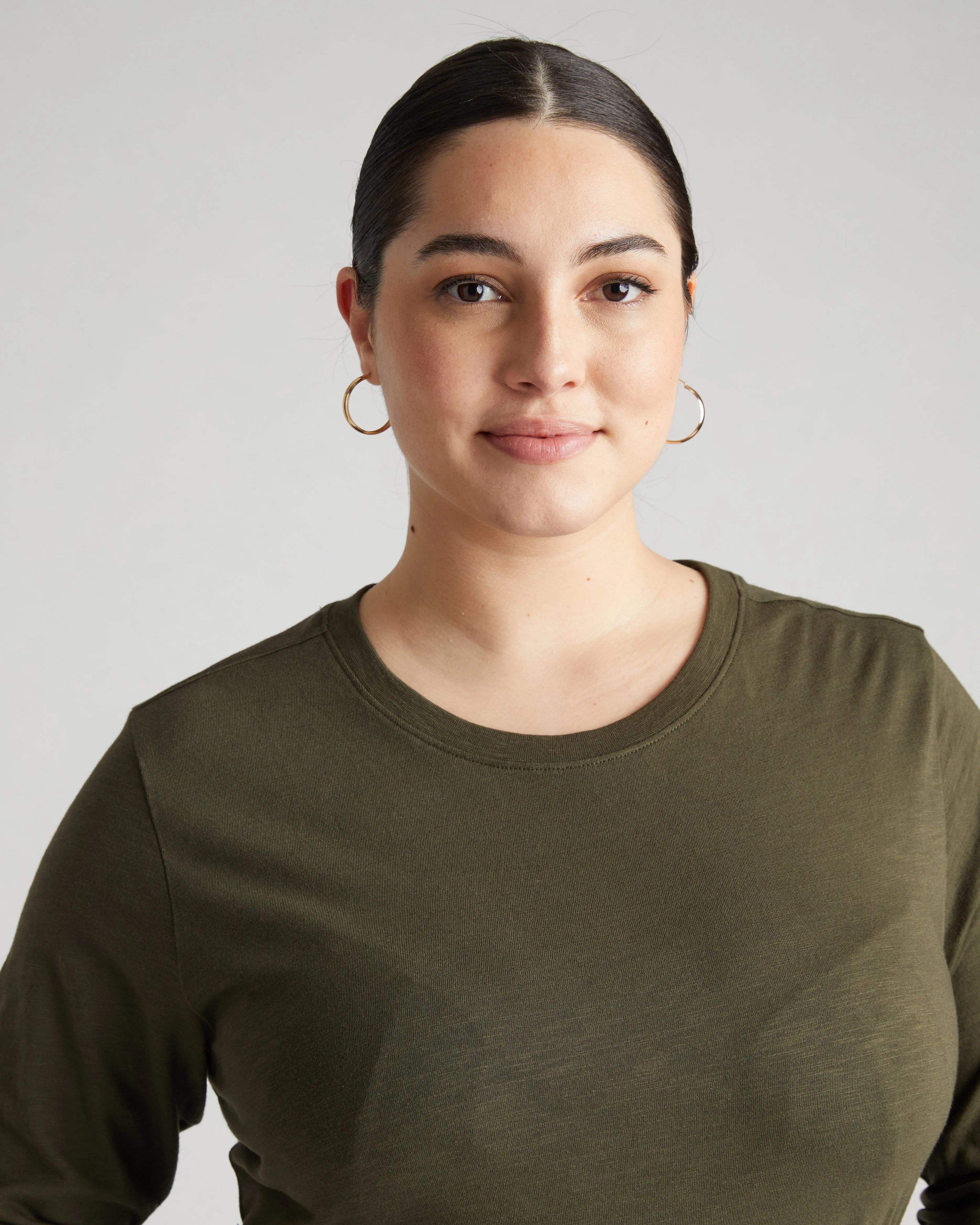 Light-As-Air Long Sleeve Crew Neck Tee - Nori sold by Universal Standard