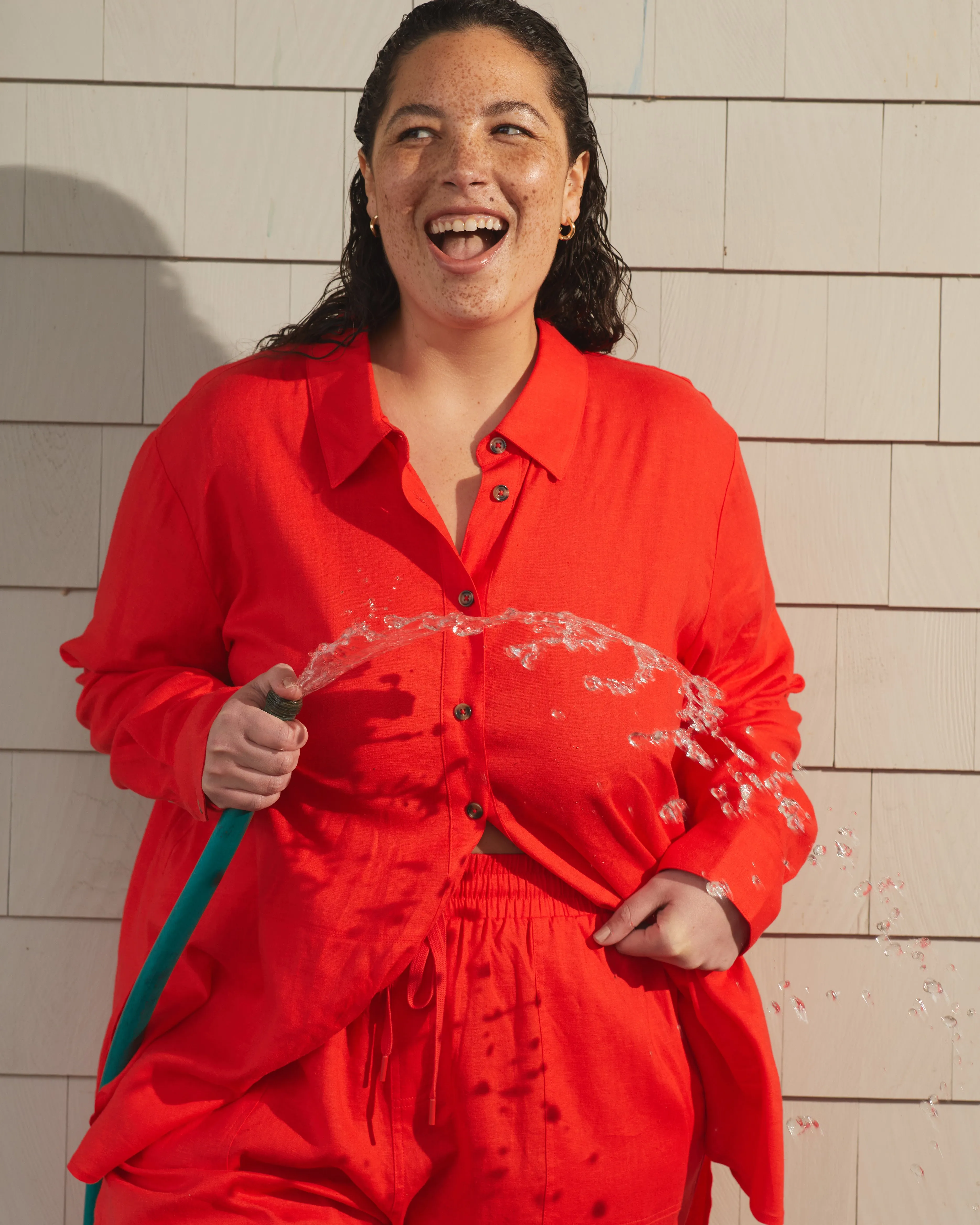 Dawn Linen Hi Low Tunic - Shoreline Sunset sold by Universal Standard