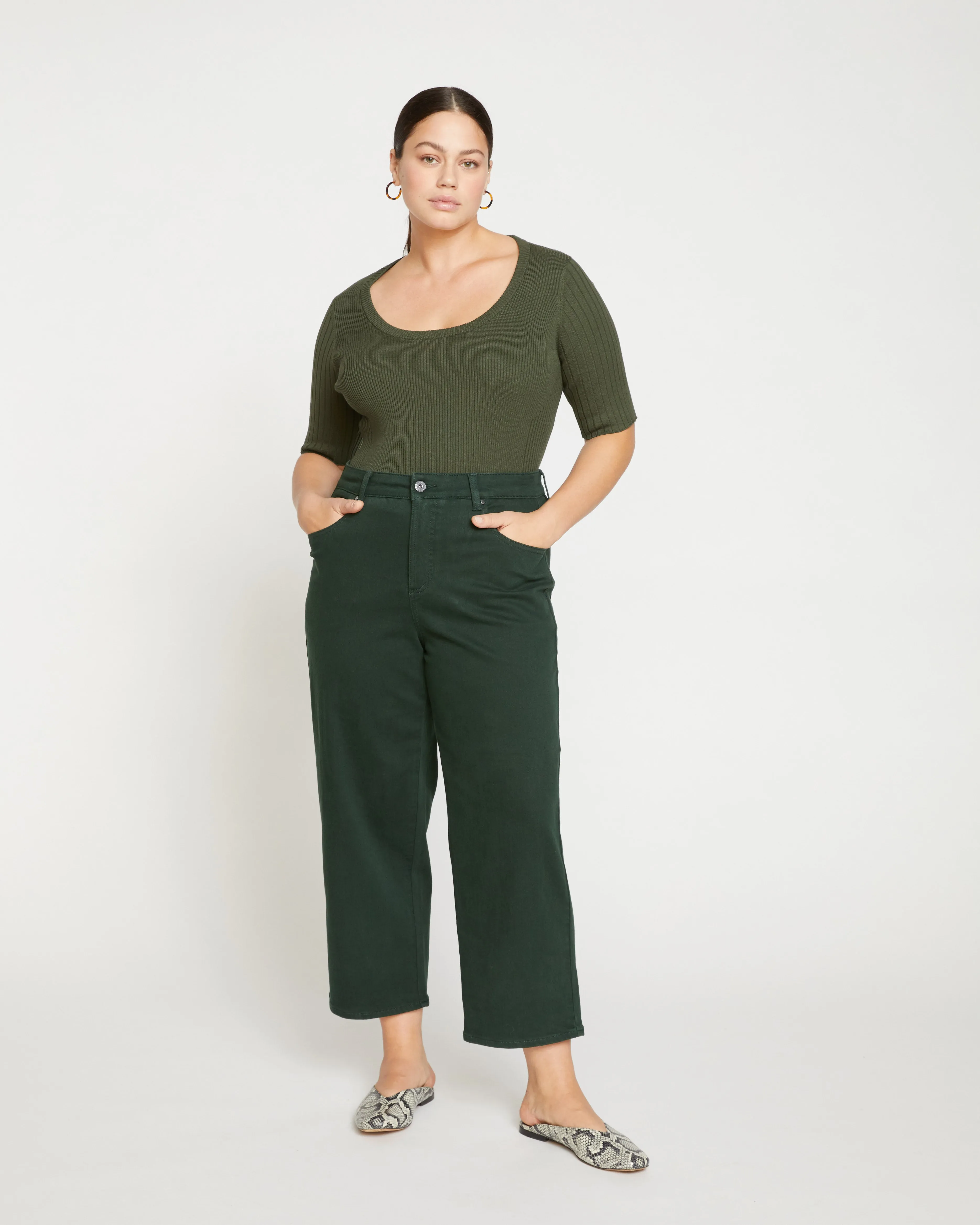 Bae Boyfriend Crop Jeans - Forest Green sold by Universal Standard
