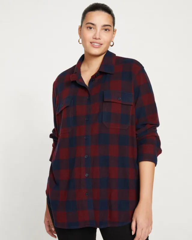 Maine Stretch Flannel Shirt - Black Cherry Plaid sold by Universal Standard