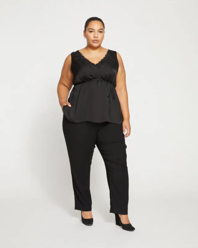 Meg Double Luxe Cigarette Pants - Black made by Universal Standard