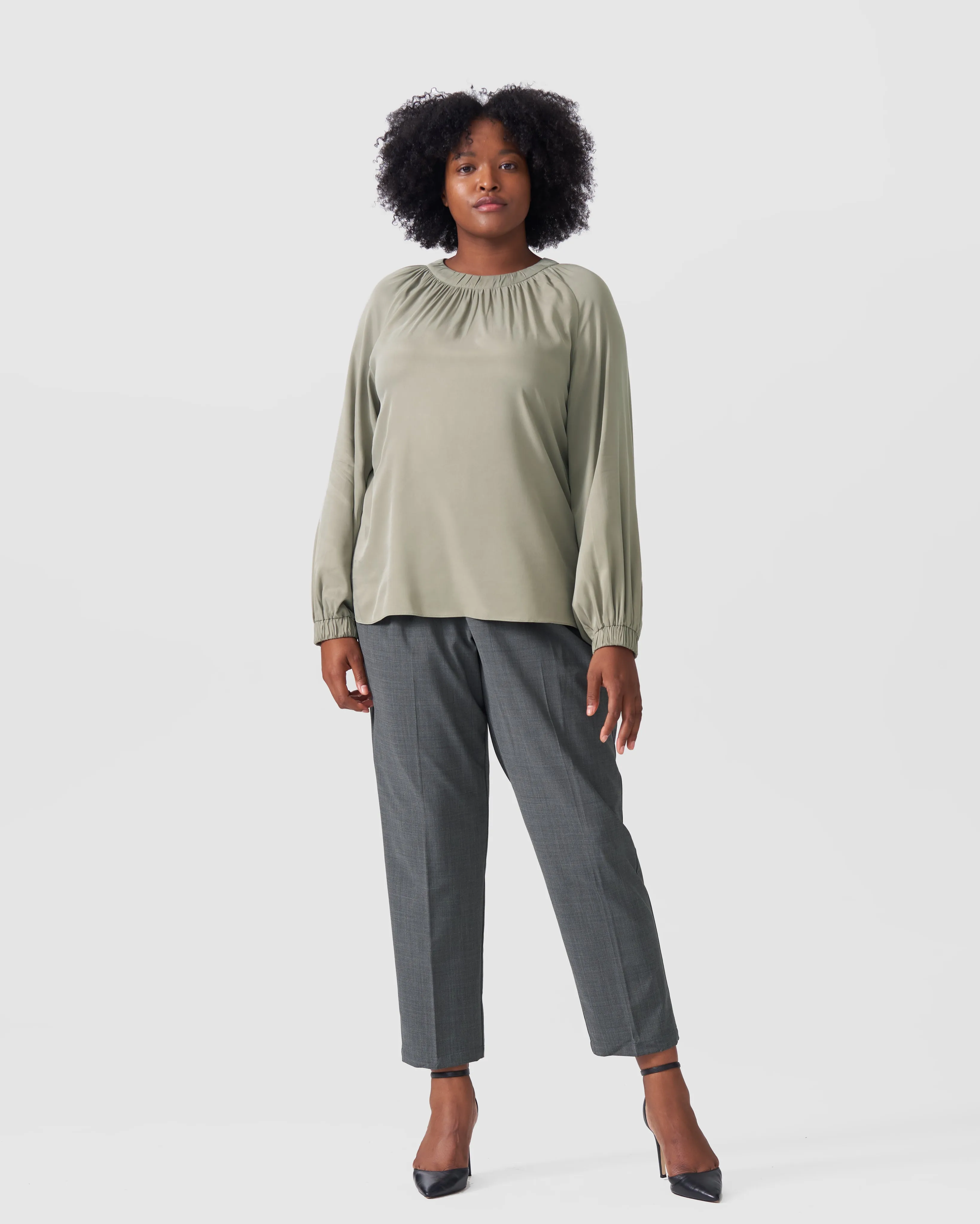 Patricia Long Sleeve Gathered Neck Blouse - Sage sold by Universal Standard product image thumbnail 3