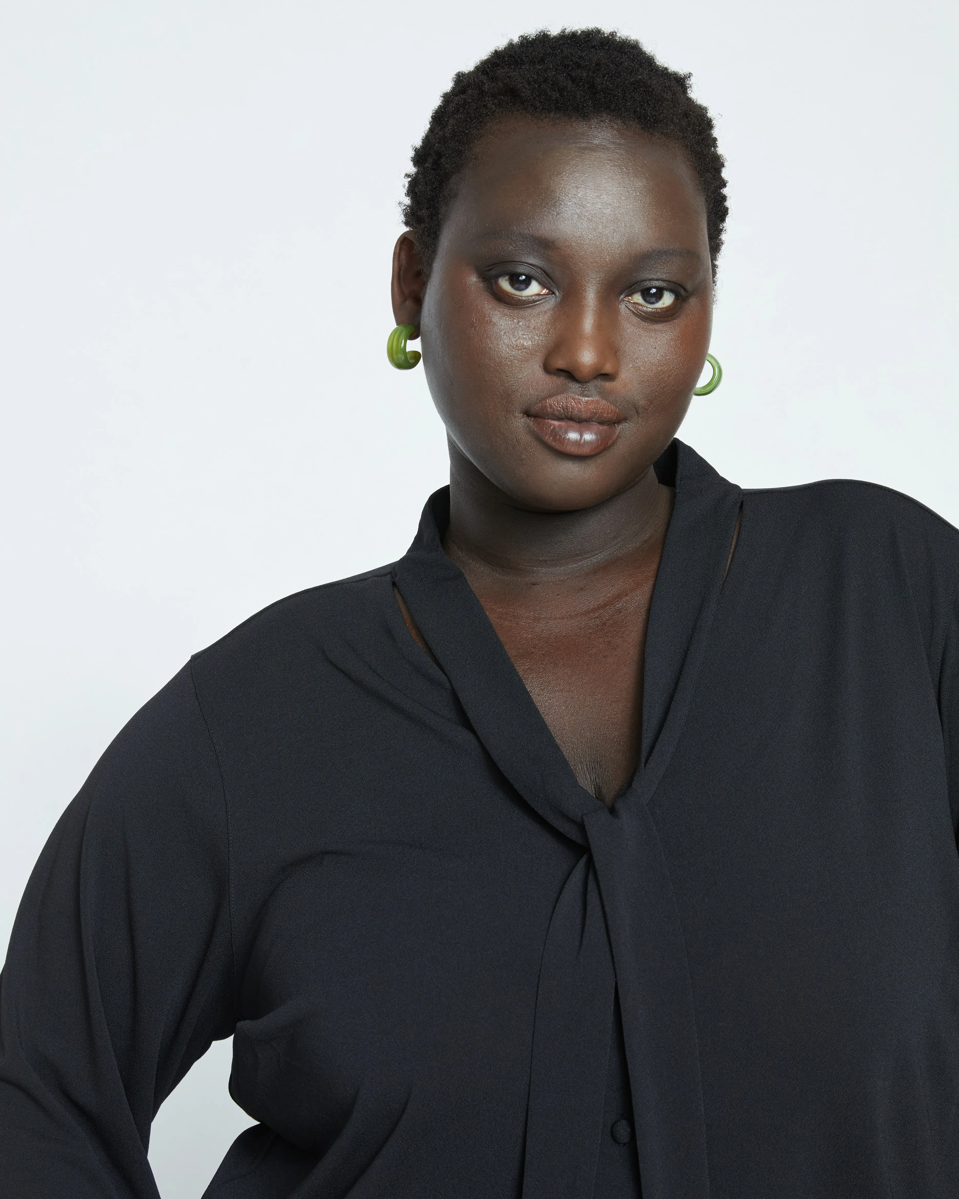 Crepe Jersey Long Sleeve Tess Blouse - Black sold by Universal Standard