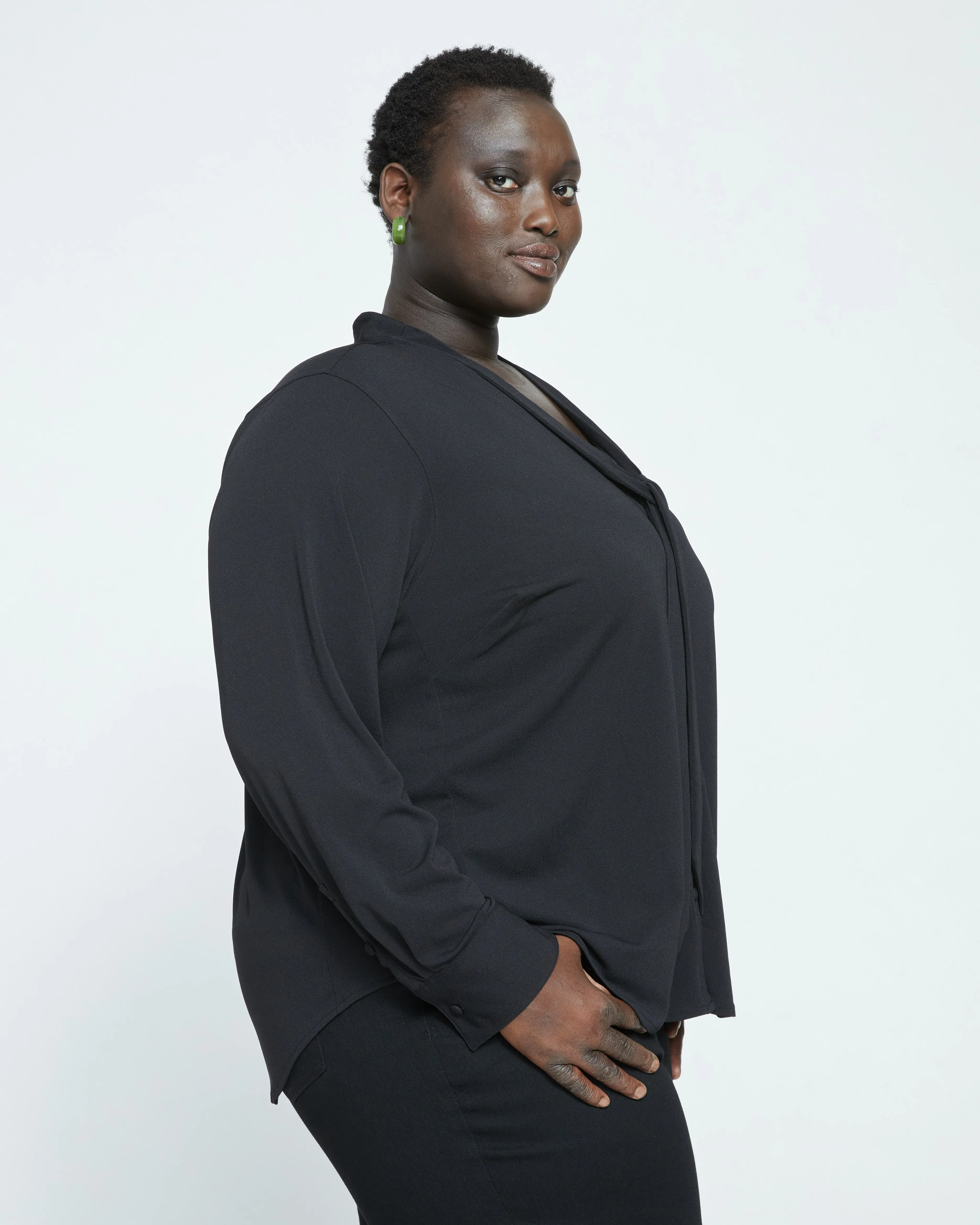 Crepe Jersey Long Sleeve Tess Blouse - Black sold by Universal Standard product image thumbnail 3