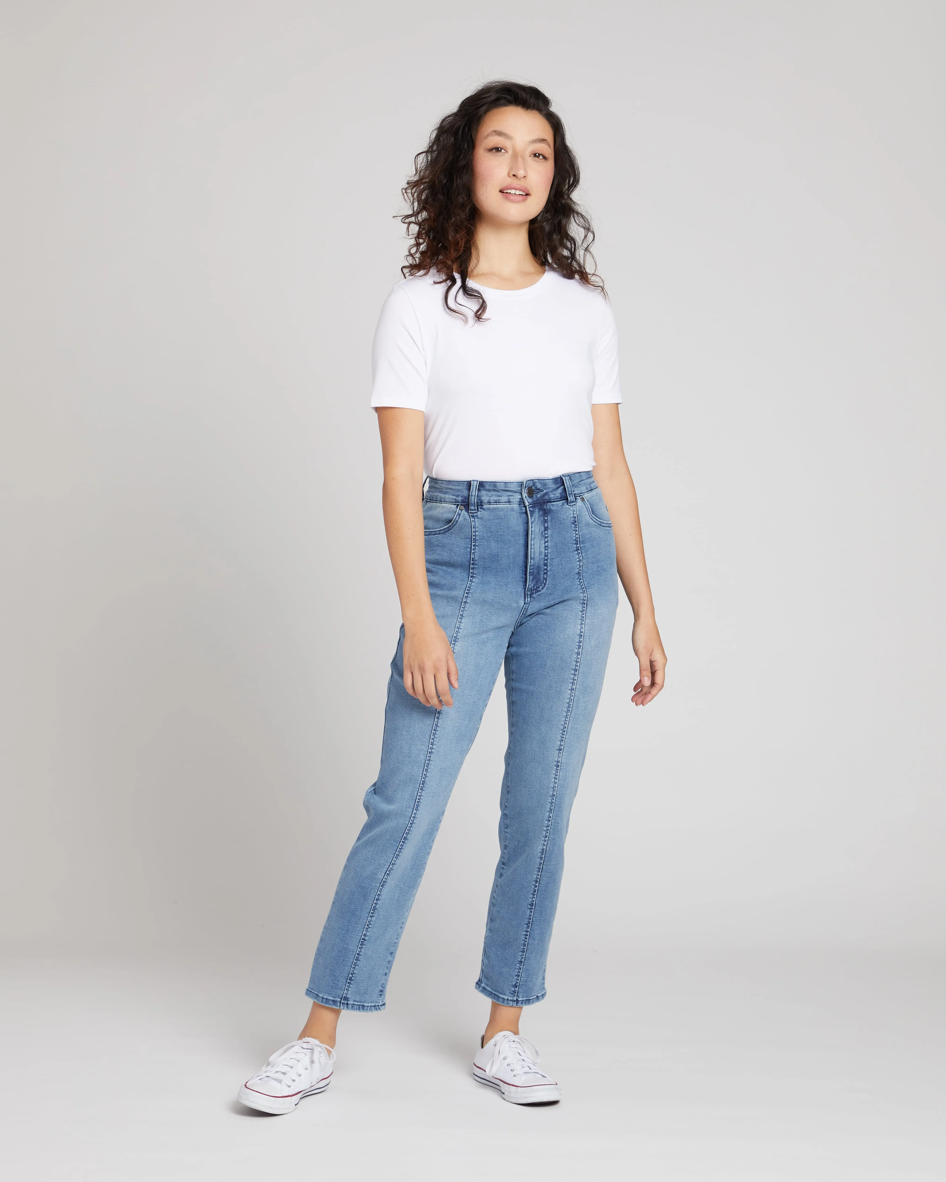 Whitney Super High Rise Seam Tapered Leg Jeans - Distressed Light Blue sold by Universal Standard product image thumbnail 5