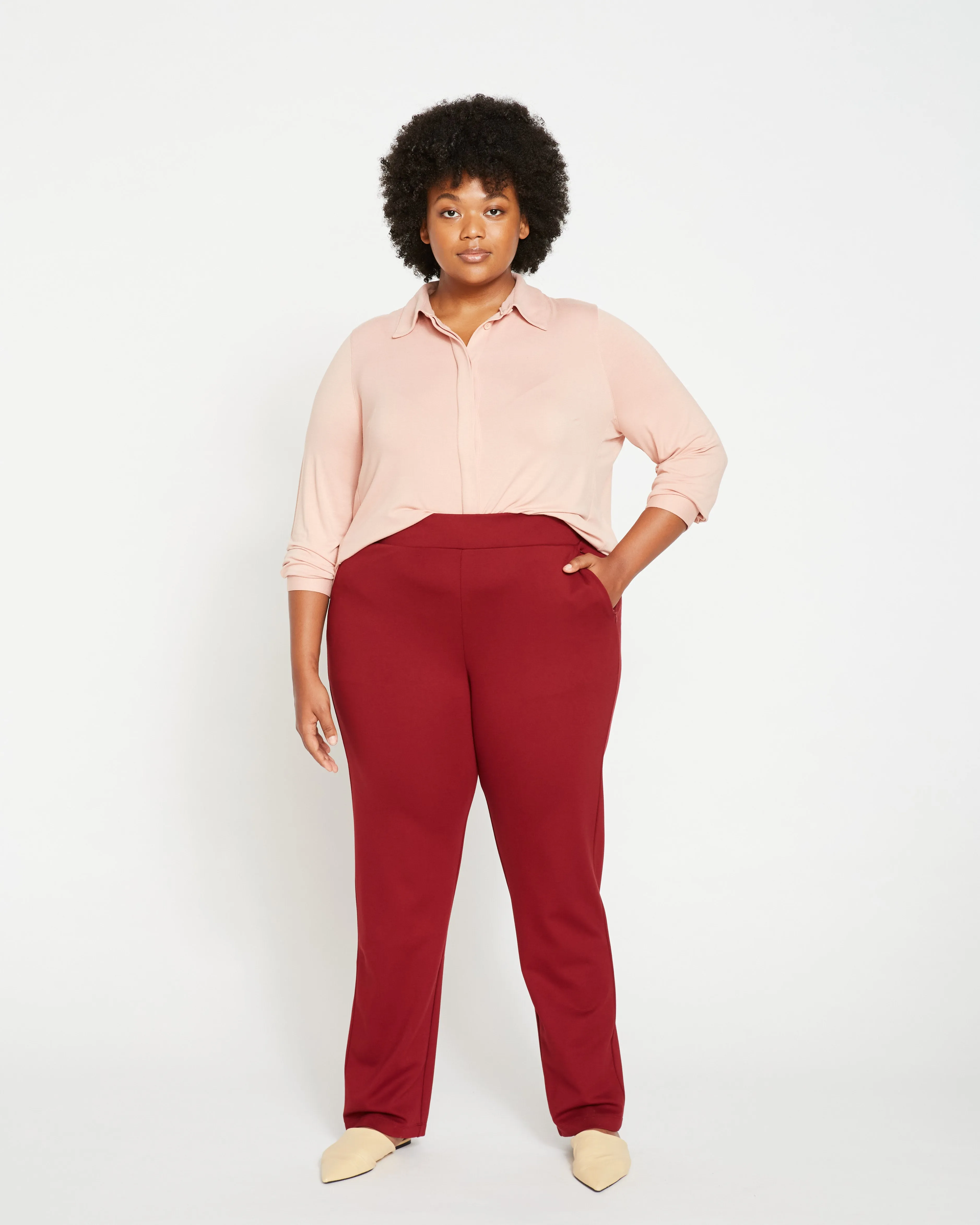 Smart Signature Ponte Pants Long - Red sold by Universal Standard
