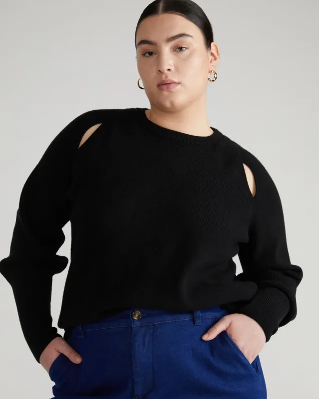Better-Than-Wool Keyhole Sweater - Black sold by Universal Standard