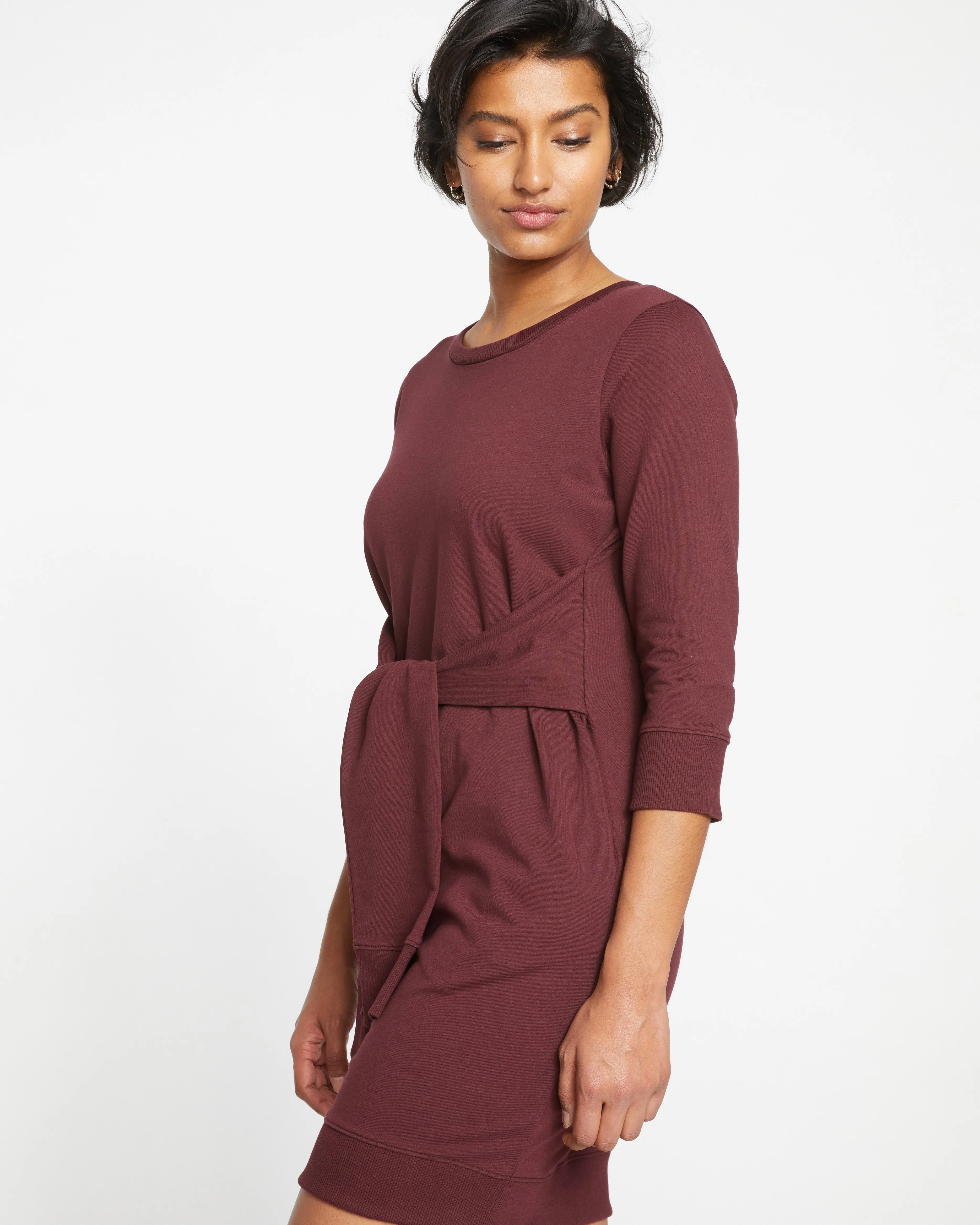 Classic Light Terry Tie Sweatshirt Dress - Black Cherry sold by Universal Standard product image thumbnail 3