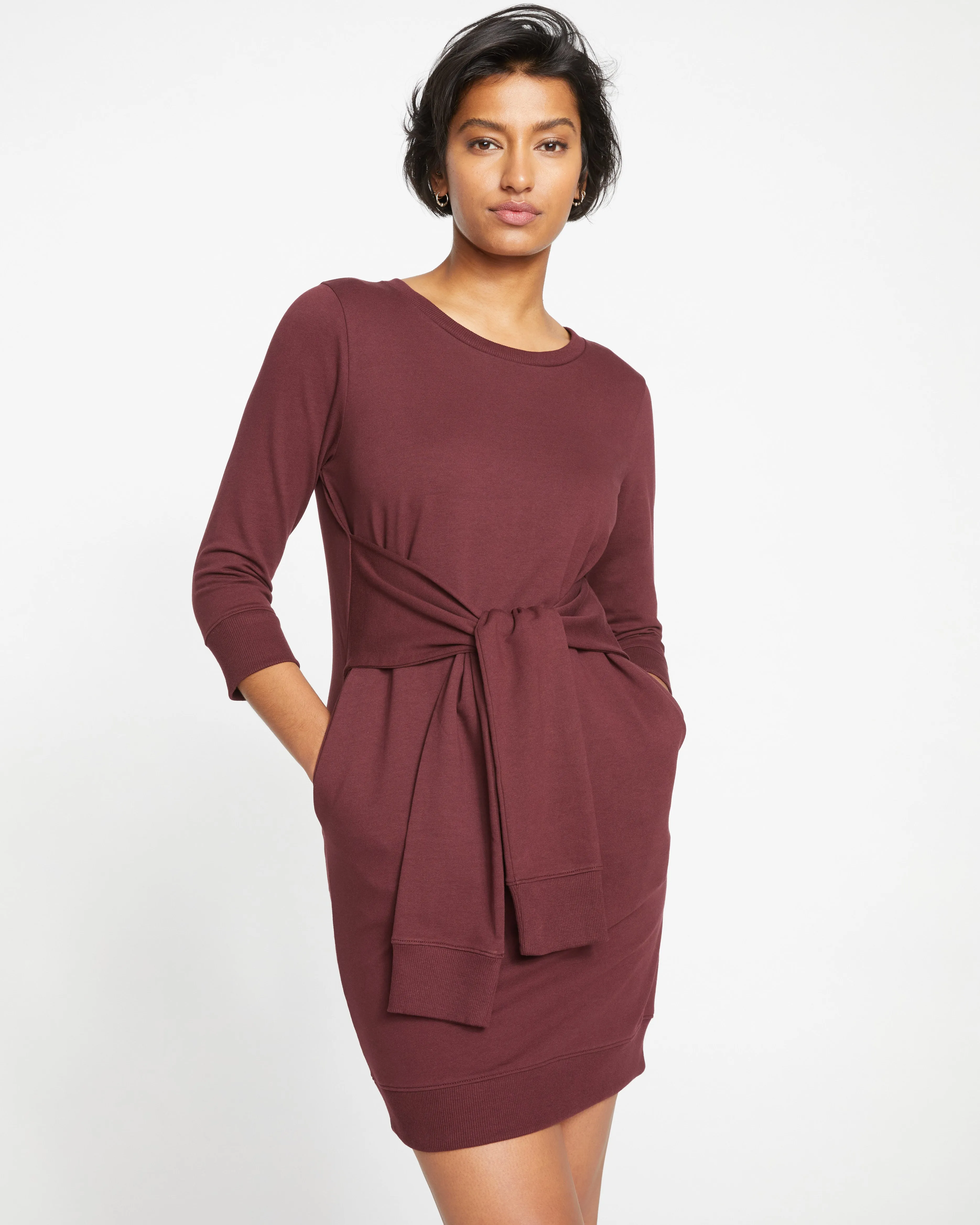 Classic Light Terry Tie Sweatshirt Dress - Black Cherry sold by Universal Standard product image thumbnail 2