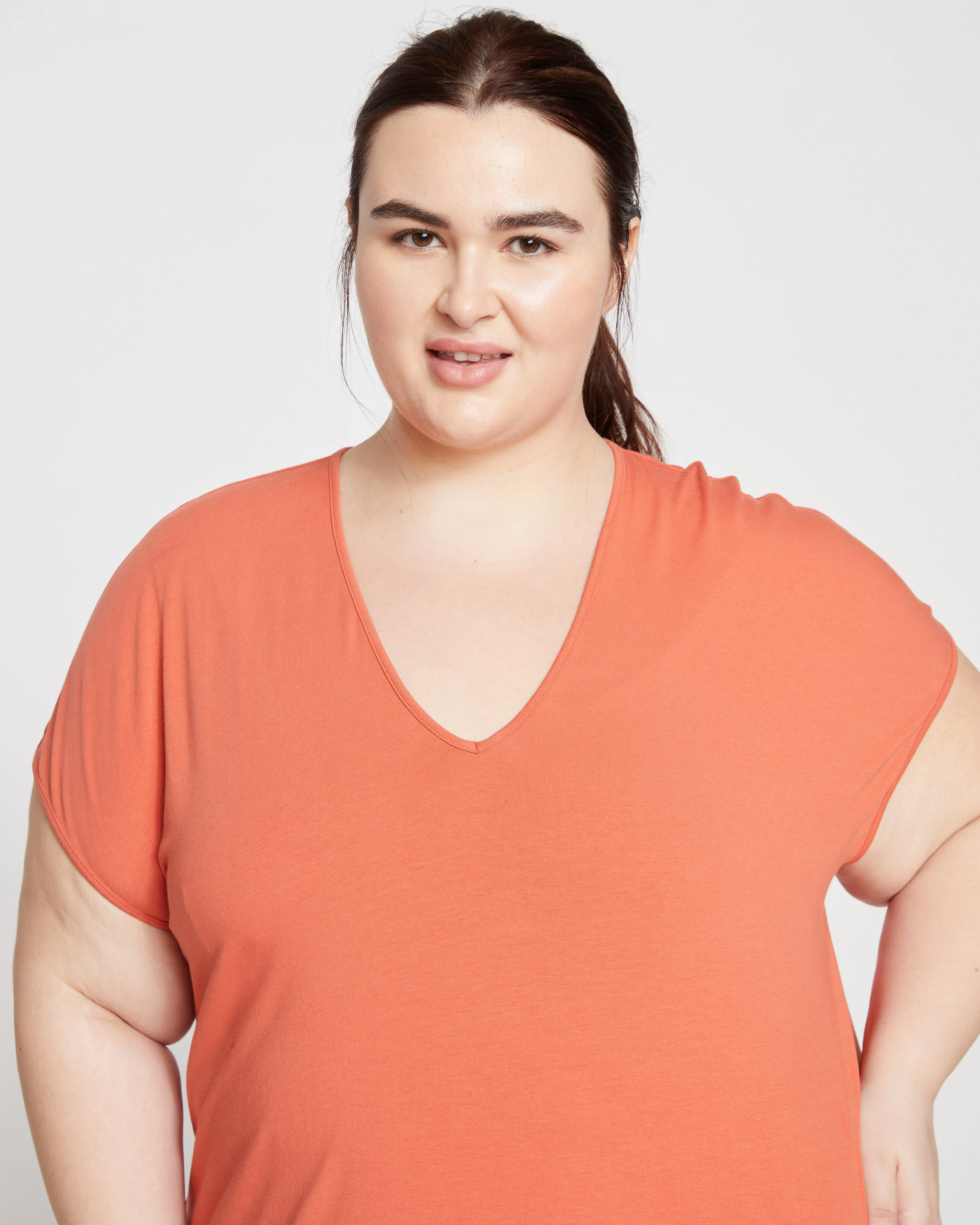 Iconic Geneva V-Neck Dress - Aperol sold by Universal Standard product image thumbnail 2