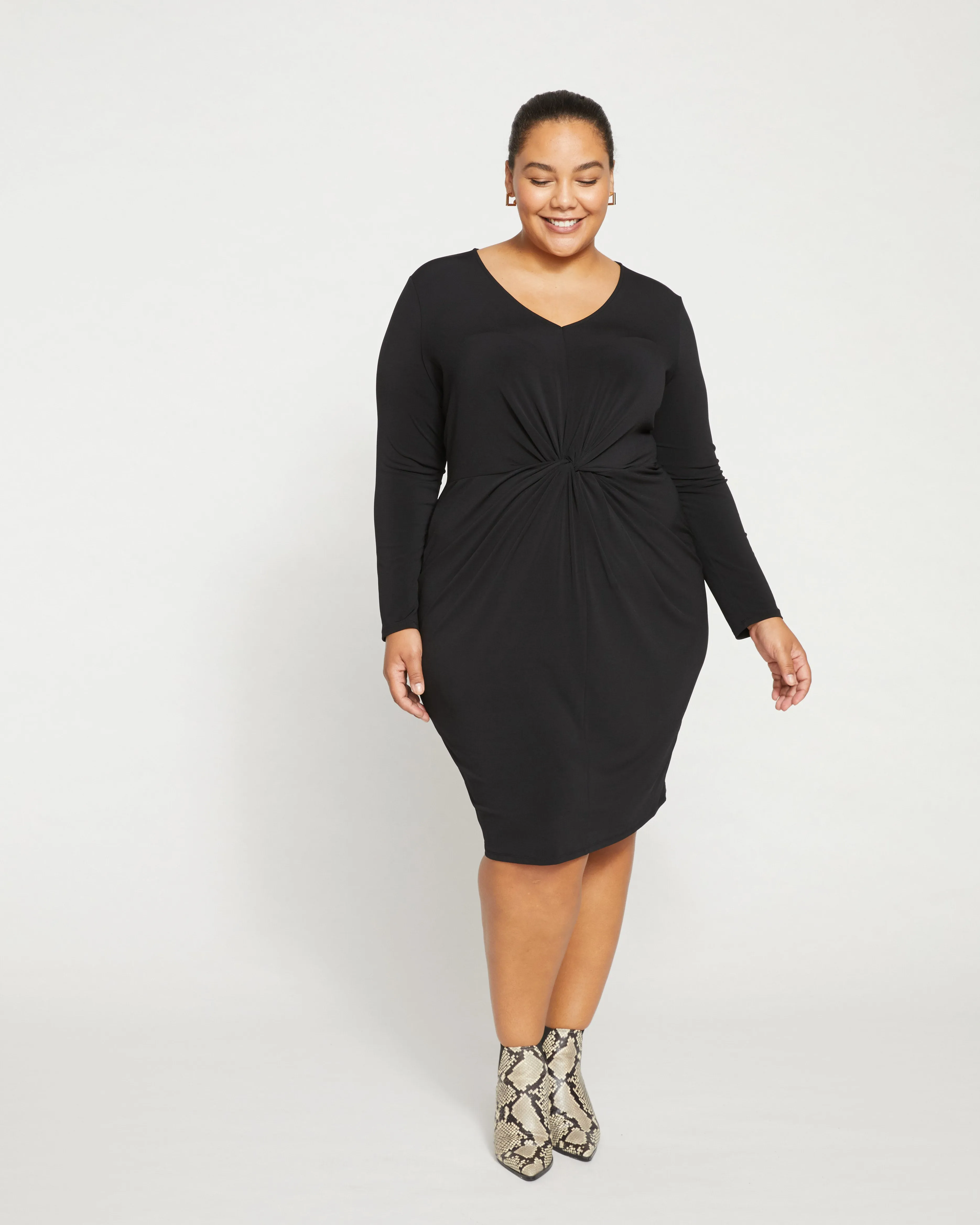Velvety-Cool Jersey Twist Dress - Black sold by Universal Standard